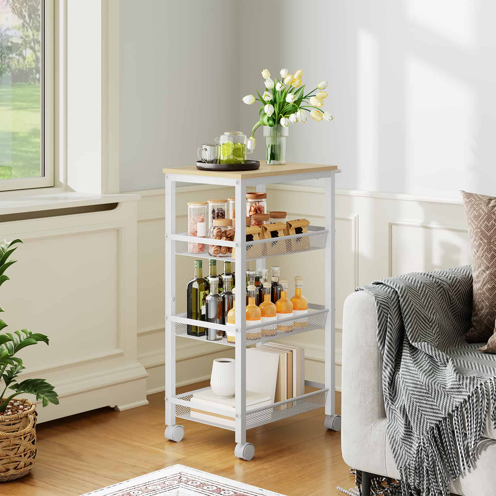 hoobro-kitchen-furniture-chariot-cuisine-troit-blanc-4-paniers image 6