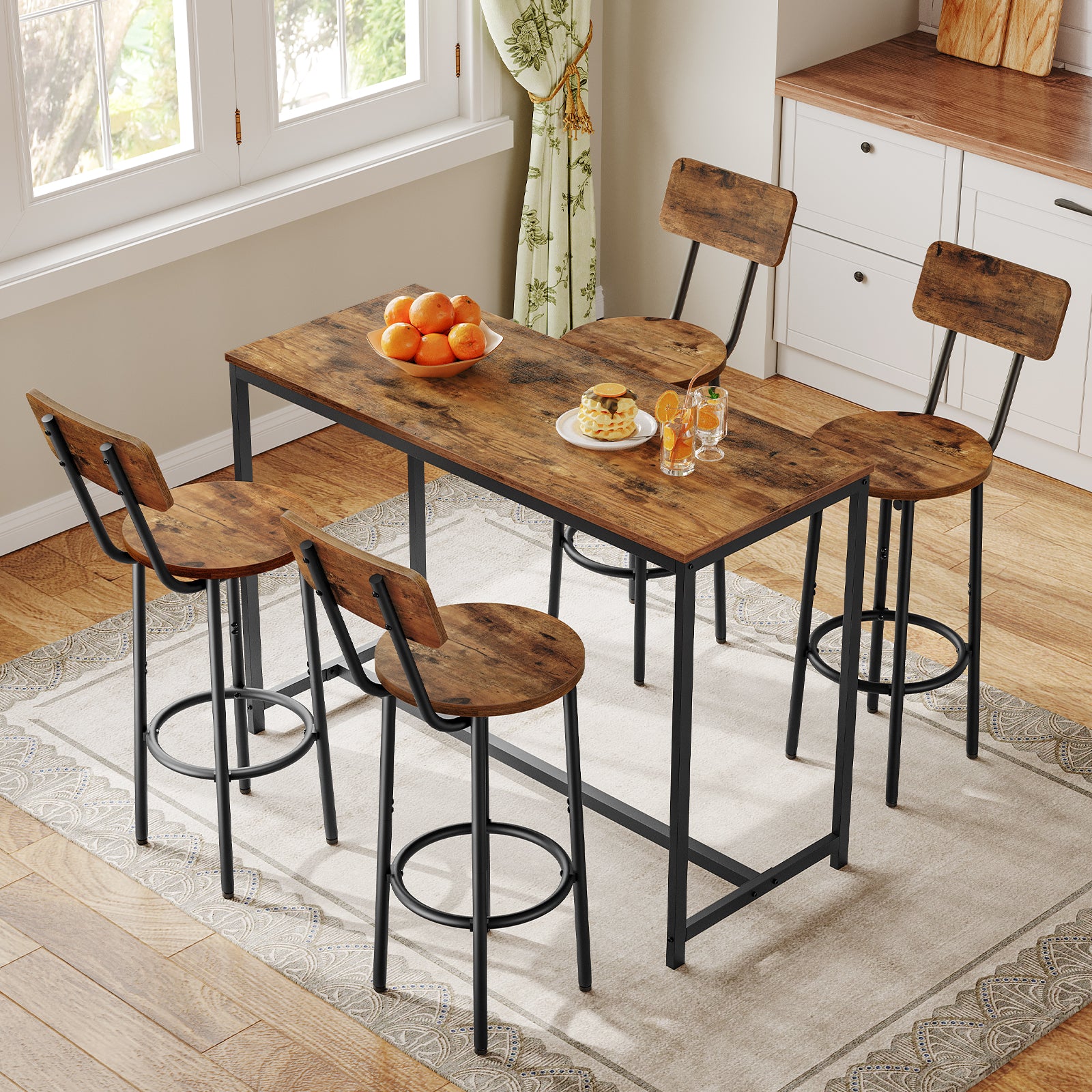 hoobro-tabouret-bar-rond-dossier-marron-lot-2-65-cm-bois-m-tal image 7