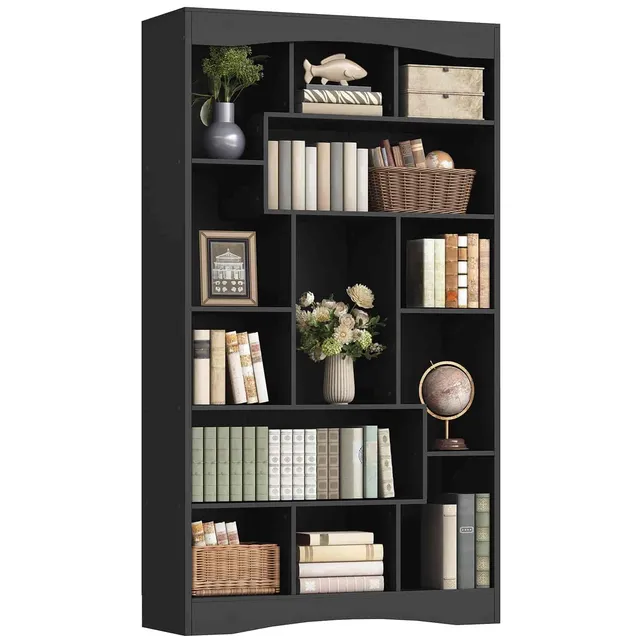 hoobro-bookshelves-grande-biblioth-que-cube-noire-180-cm-ouverte image 1