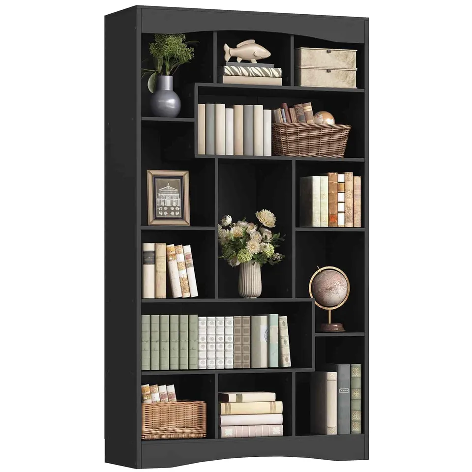 hoobro-bookshelves-grande-biblioth-que-cube-noire-180-cm-ouverte image 1