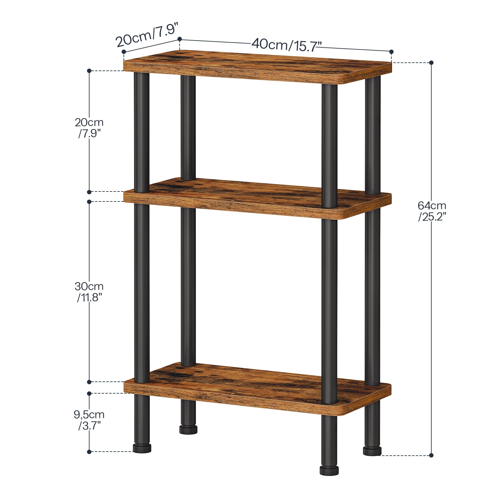hoobro-side-tables-table-d-appoint-3-niveaux-marron-troite image 3