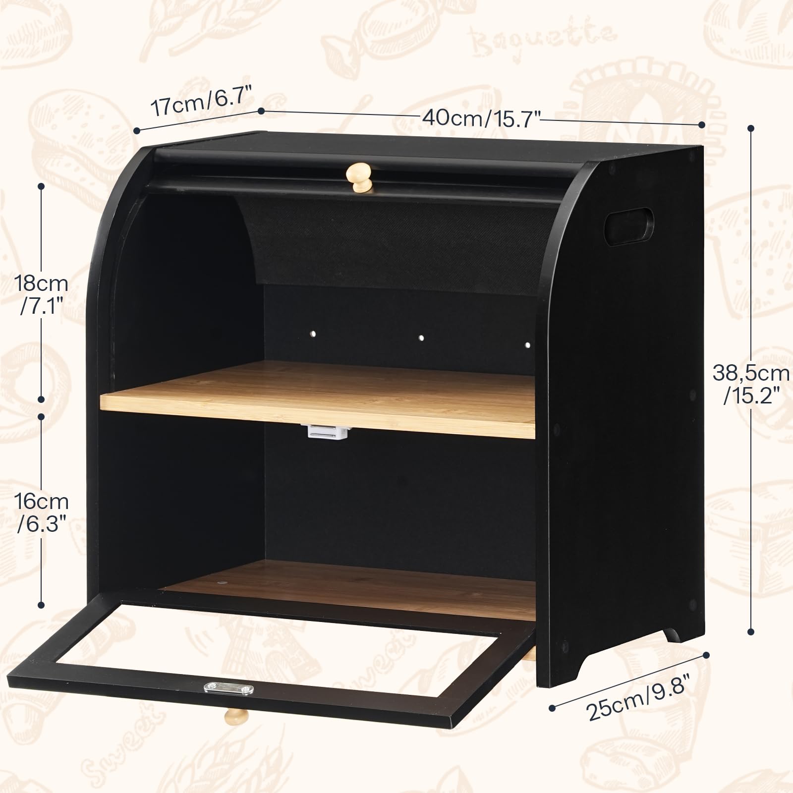 hoobro-kitchen-bo-te-pain-noire-bambou-2-tages-volet image 3