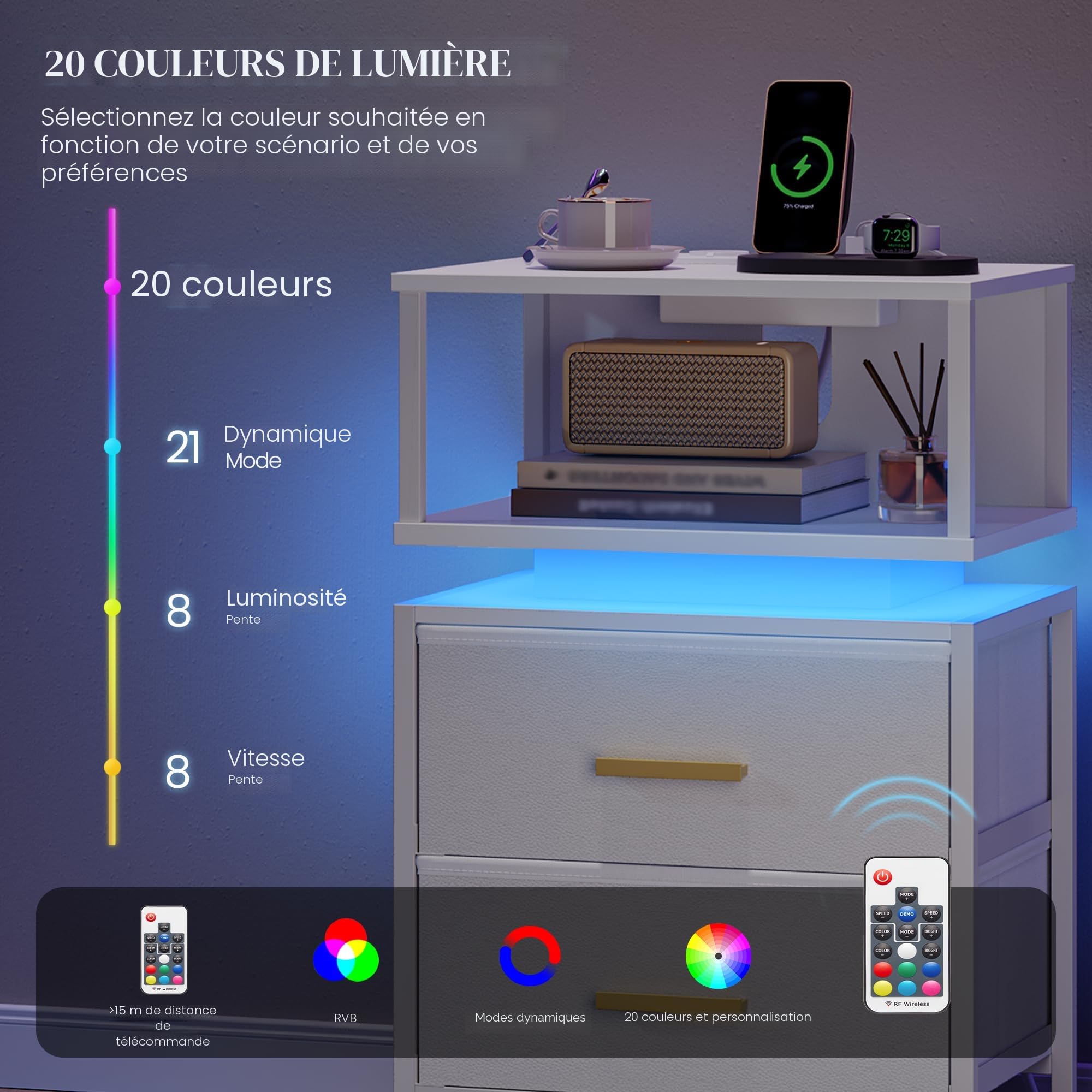 hexcelen-table-de-chevet-clair-e-lot-de-2-blanc-usb image 8