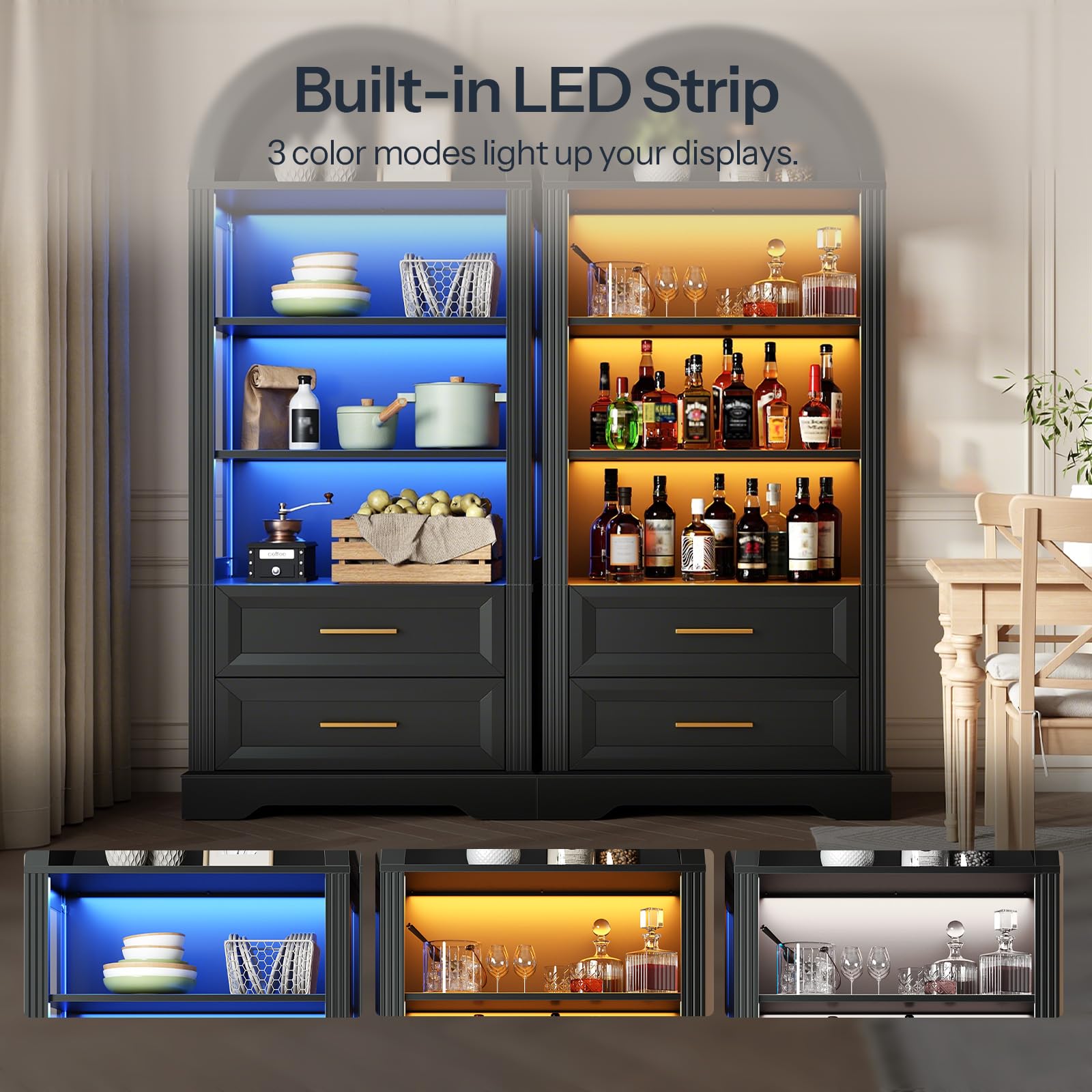 hoobro-bookshelves-170-cm-biblioth-que-noire-arche-led image 6