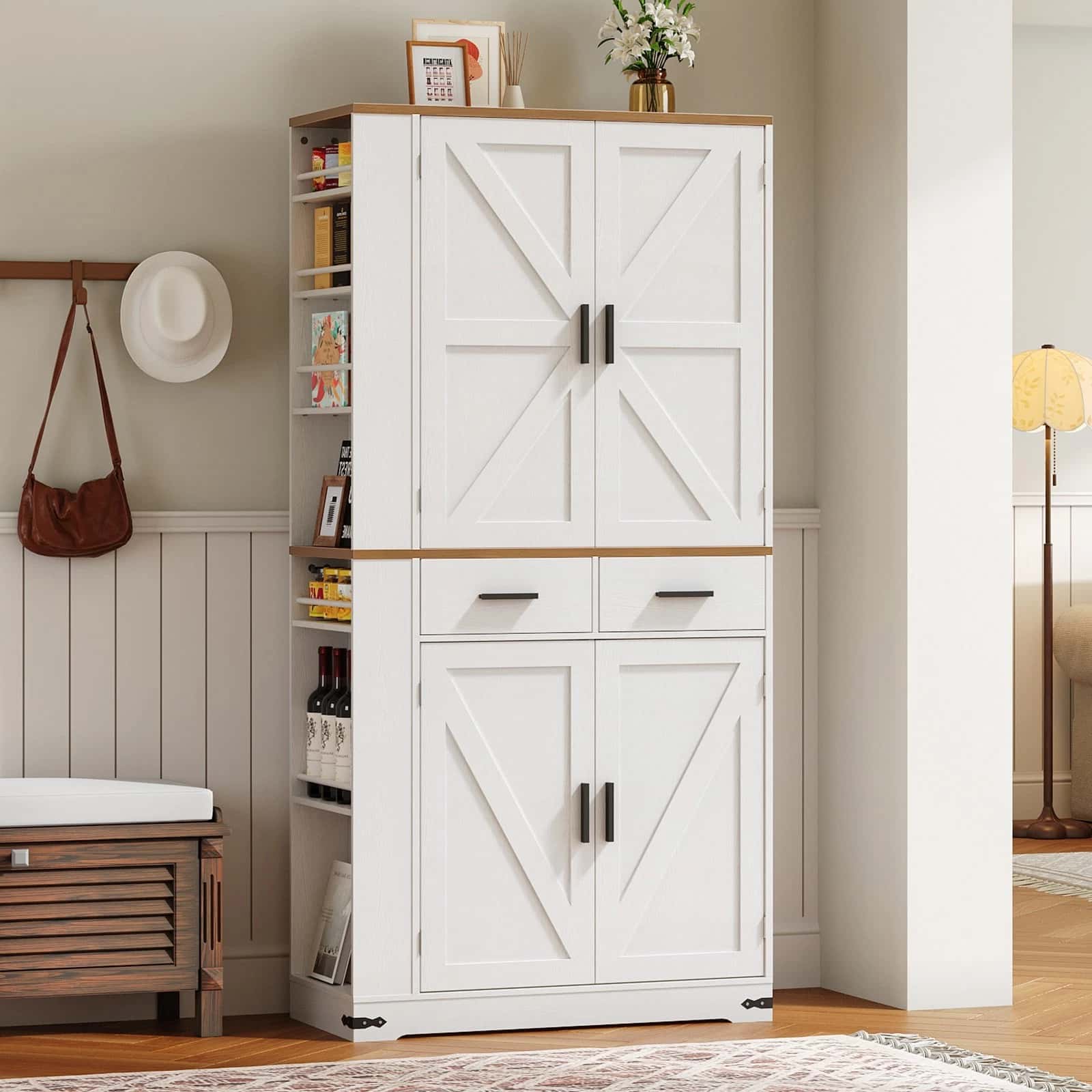 hoobro-armoire-cuisine-blanche-180-cm-garde-manger image 5