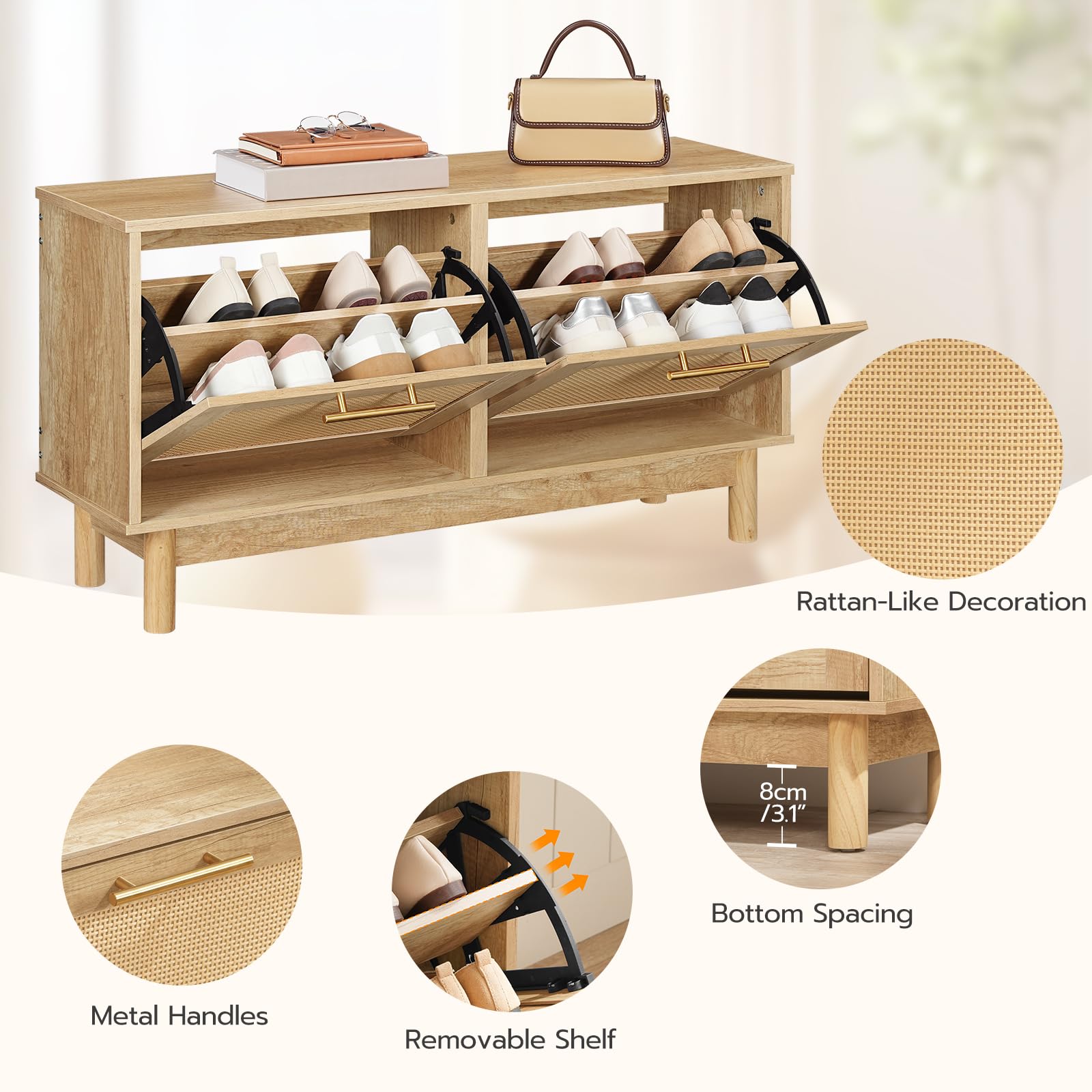 hoobro-shoe-racks-banc-chaussures-naturel-style-rotin image 6