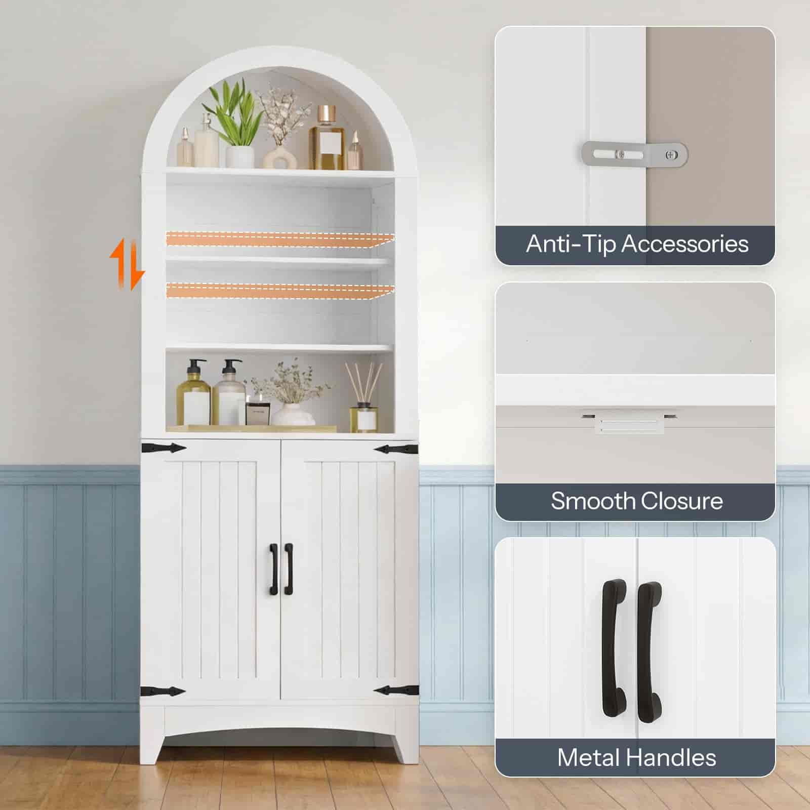 hoobro-armoire-salle-de-bain-haute-blanche-2-portes-170-cm image 7