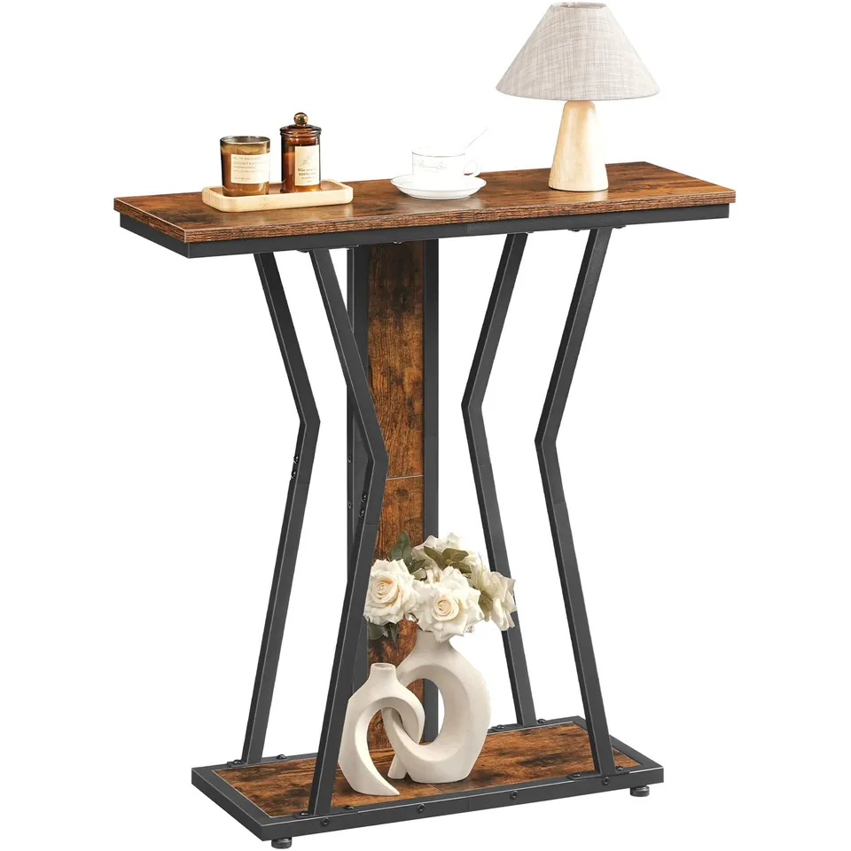 hoobro-console-table-console-marron-75-cm-2-tages-troite image 1