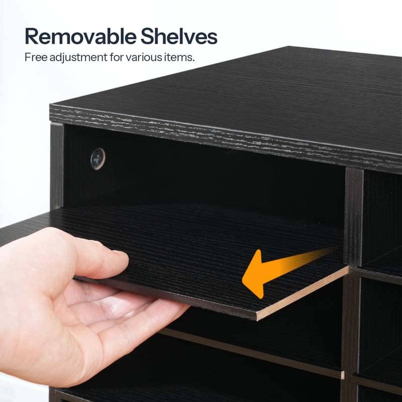 hoobro-trieur-courrier-48-cases-noir-bureau-bois-r-glable image 7