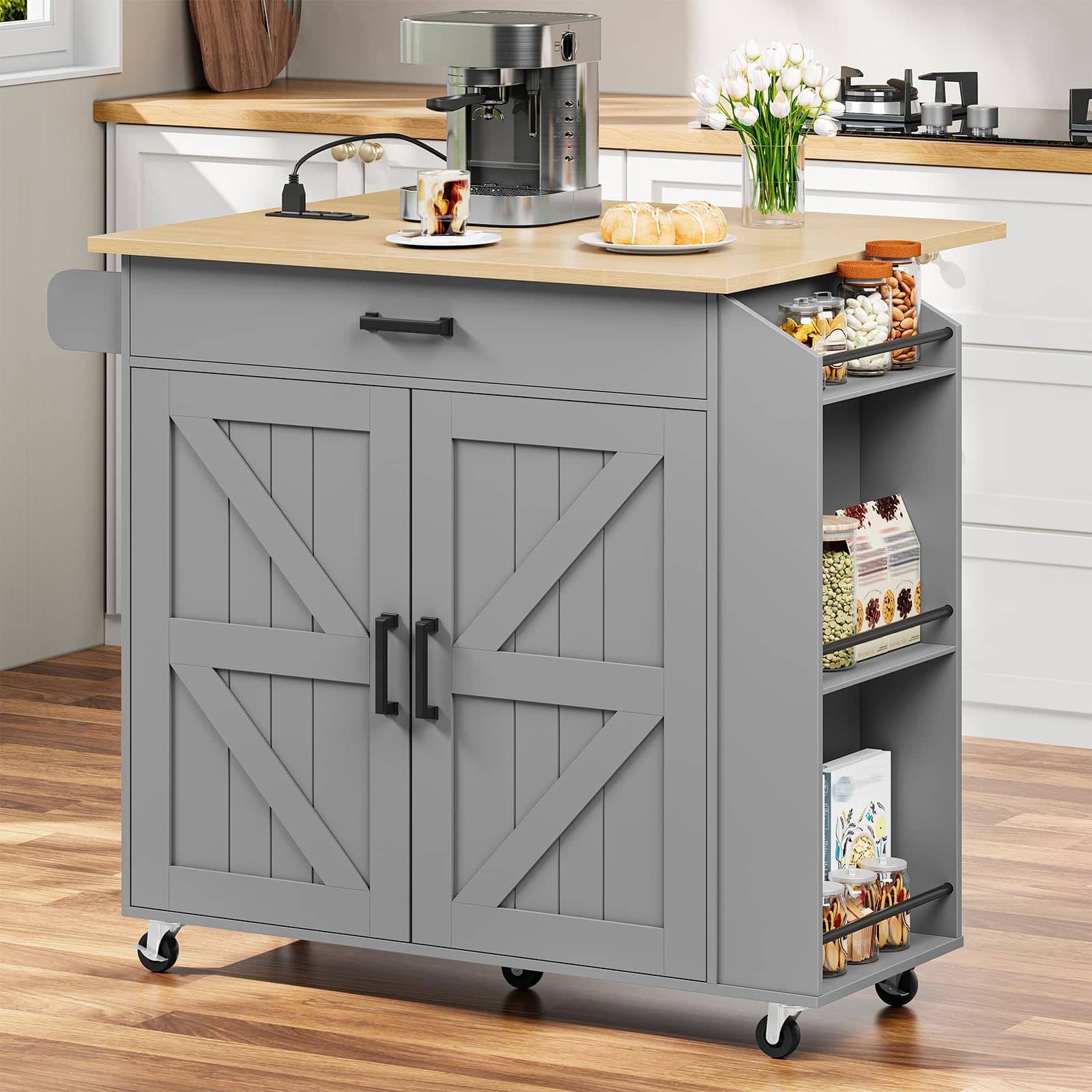 hoobro-kitchen-furniture-desserte-grise-roulettes-prise image 2