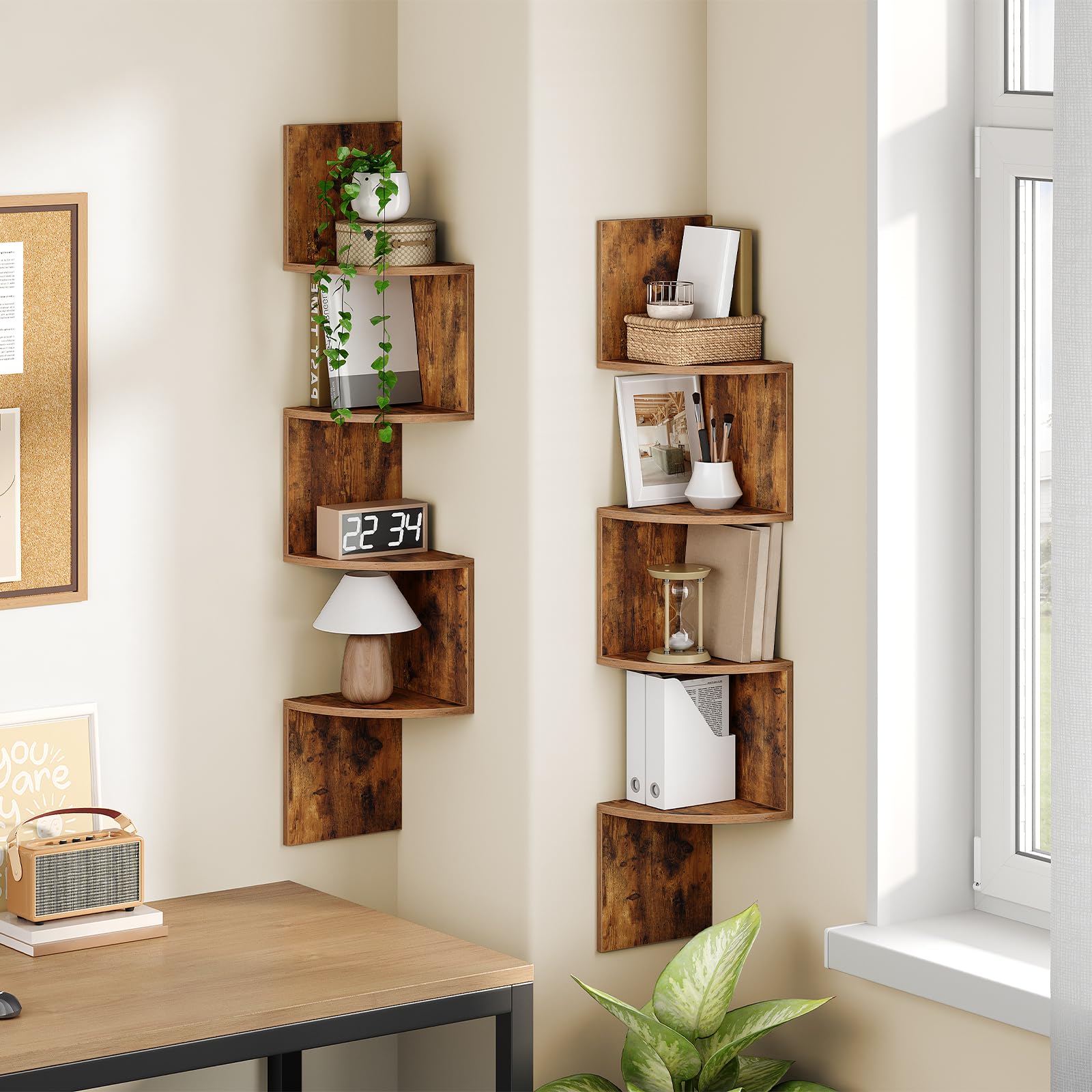 hoobro-storage-racks-tag-re-angle-4-niveaux-marron-bois image 2