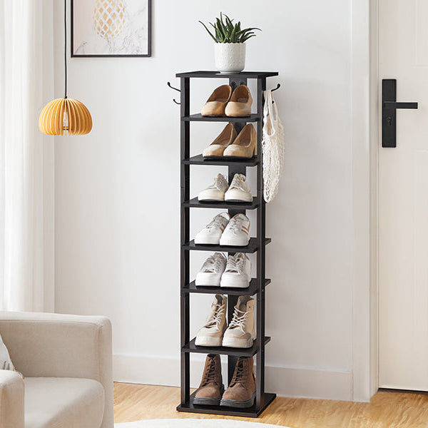 hoobro-shoe-racks-meuble-chaussures-noir-8-tages-crochets image 2