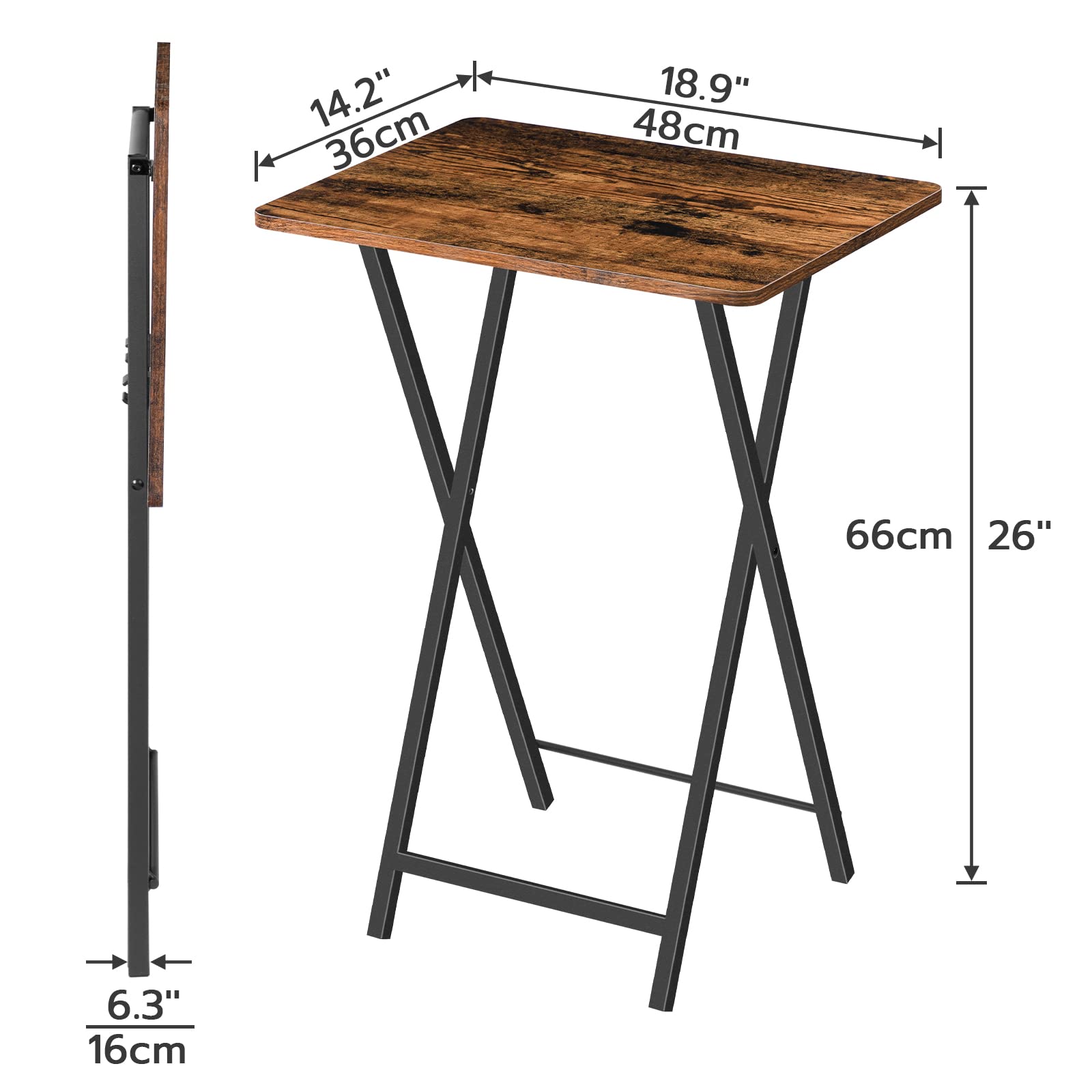 hoobro-tv-tray-tables-tables-pliantes-marron-lot-de-2 image 3