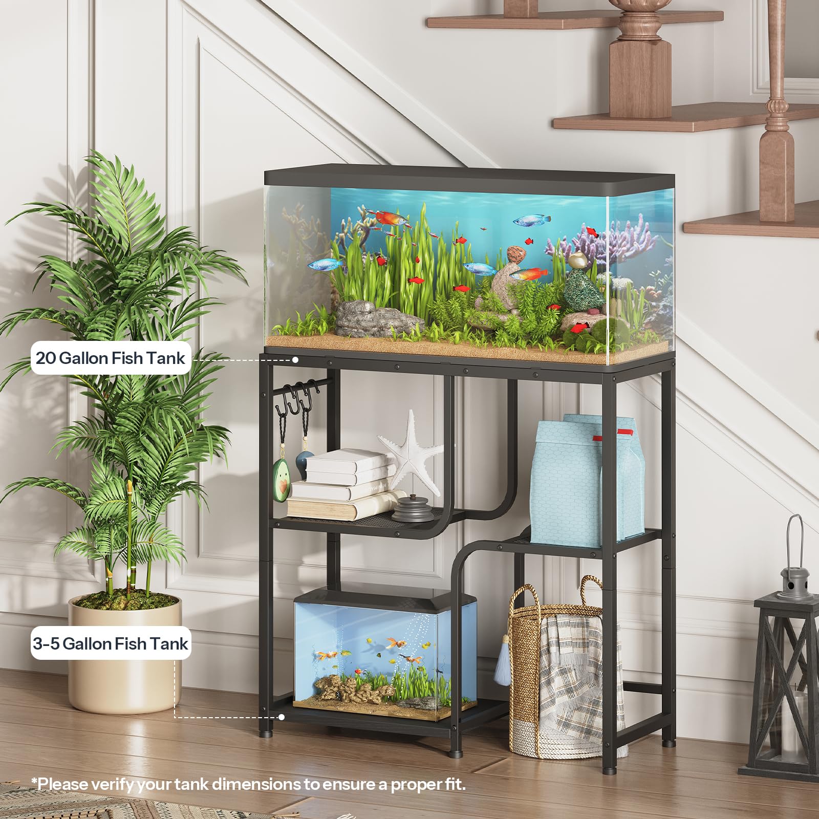 hoobro-meuble-aquarium-20-gallons-noir-avec-rangement image 4