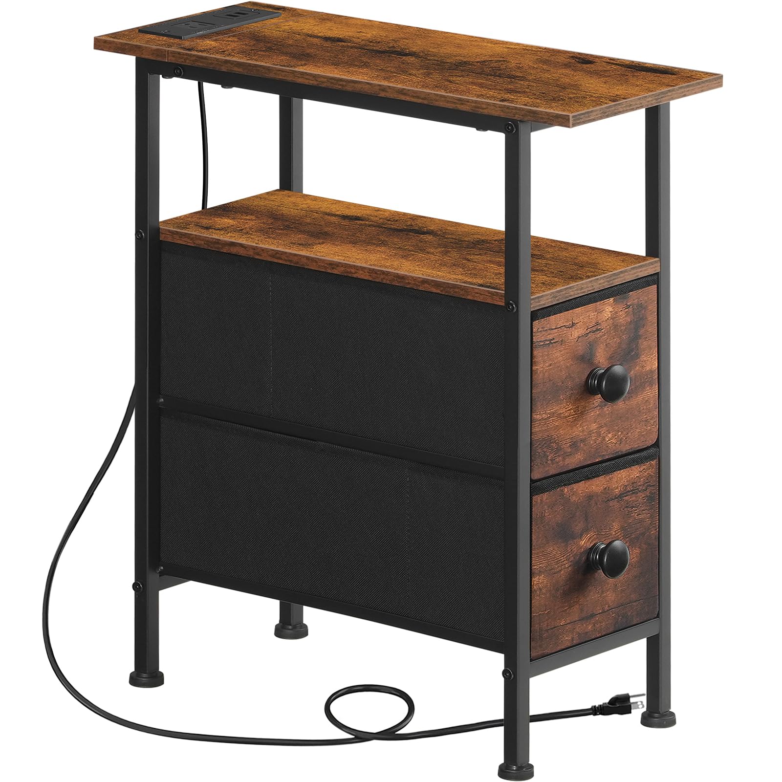 hoobro-bf487ubz01-table-d-appoint-marron-prise-usb image 1