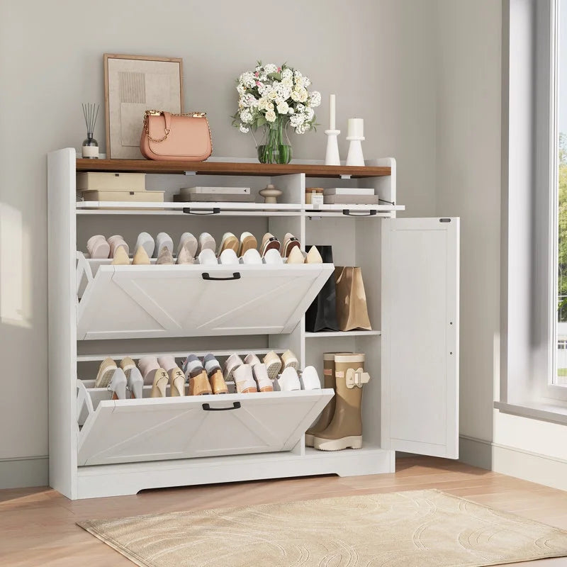 hoobro-shoe-racks-meuble-chaussures-blanc-2-clapets image 3