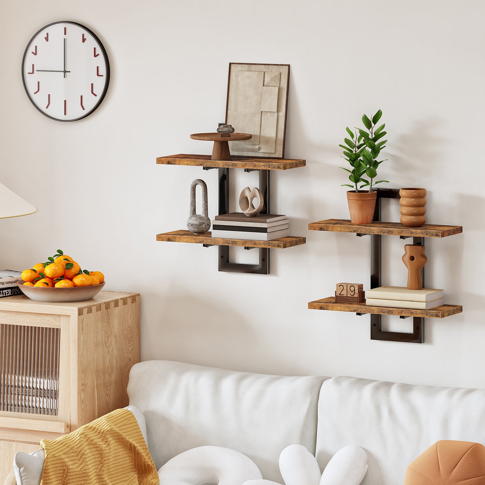 hoobro-rangement-tag-re-murale-flottante-marron-lot-de-2 image 7