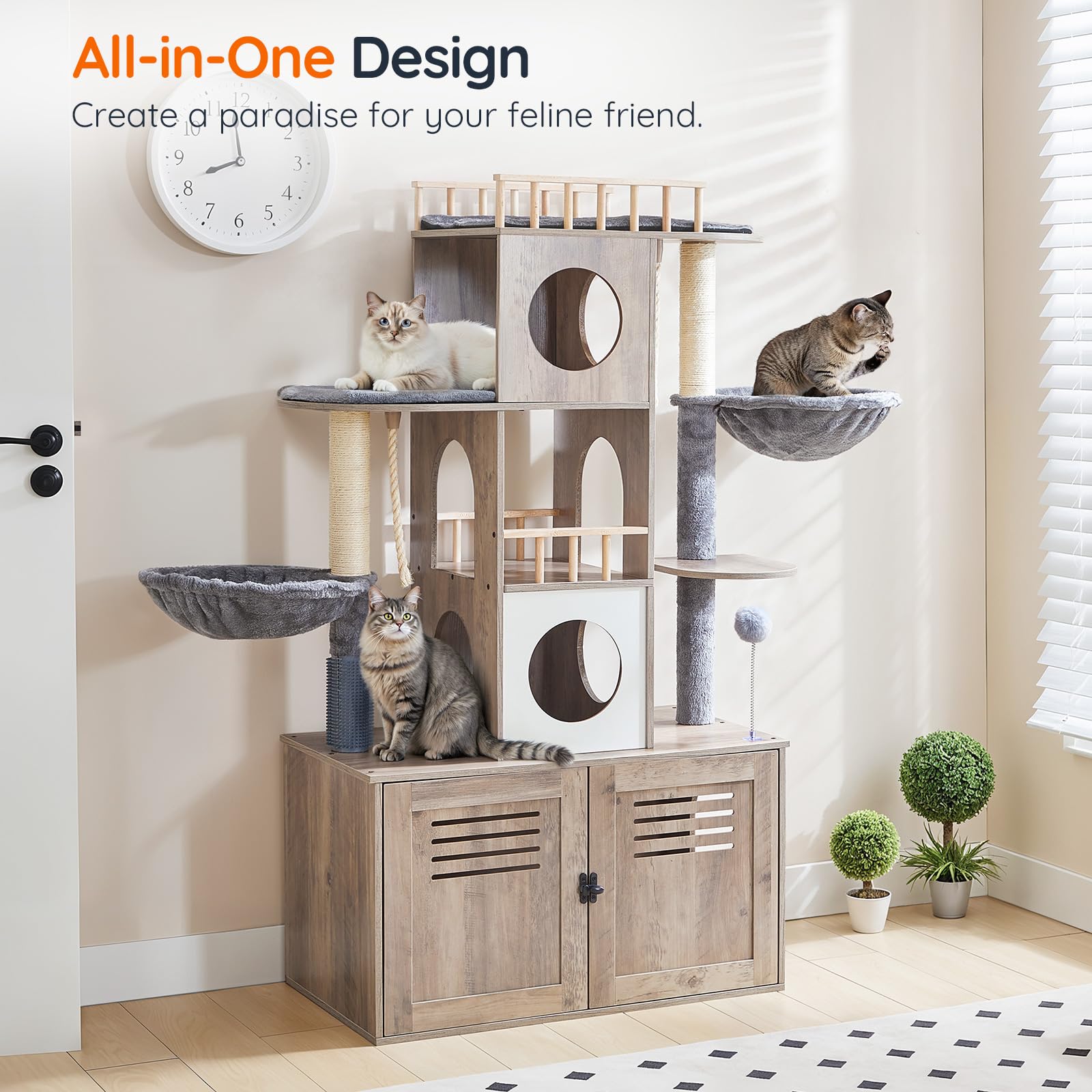 hoobro-pet-furniture-arbre-chat-greige-cache-liti-re-hamac image 5