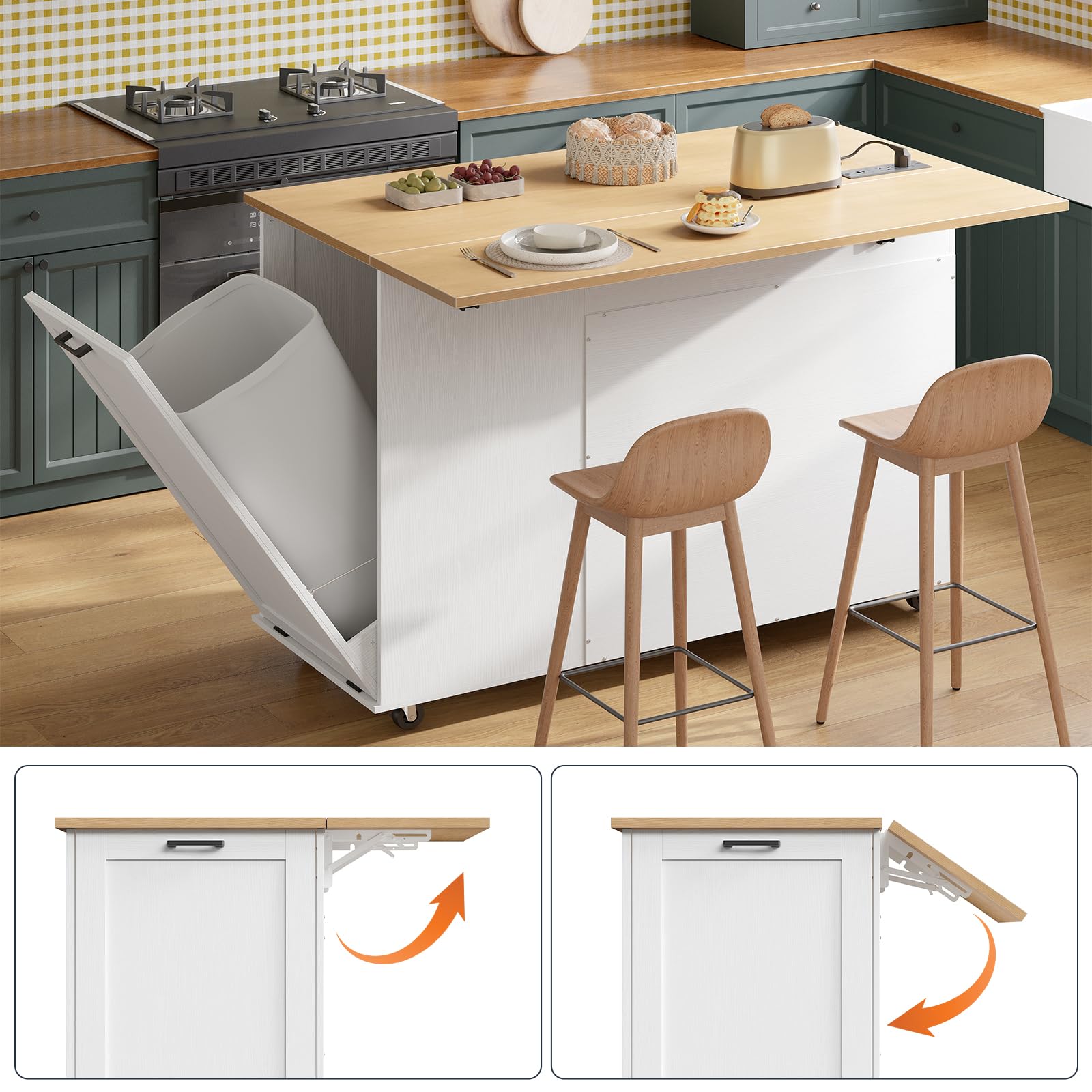 hoobro-kitchen-furniture-lot-cuisine-blanc-roulettes-2 image 8
