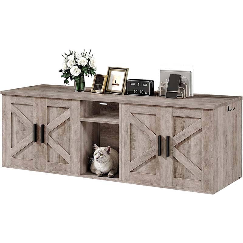 hoobro-pet-furniture-meuble-liti-re-greige-double-2-chats image 1