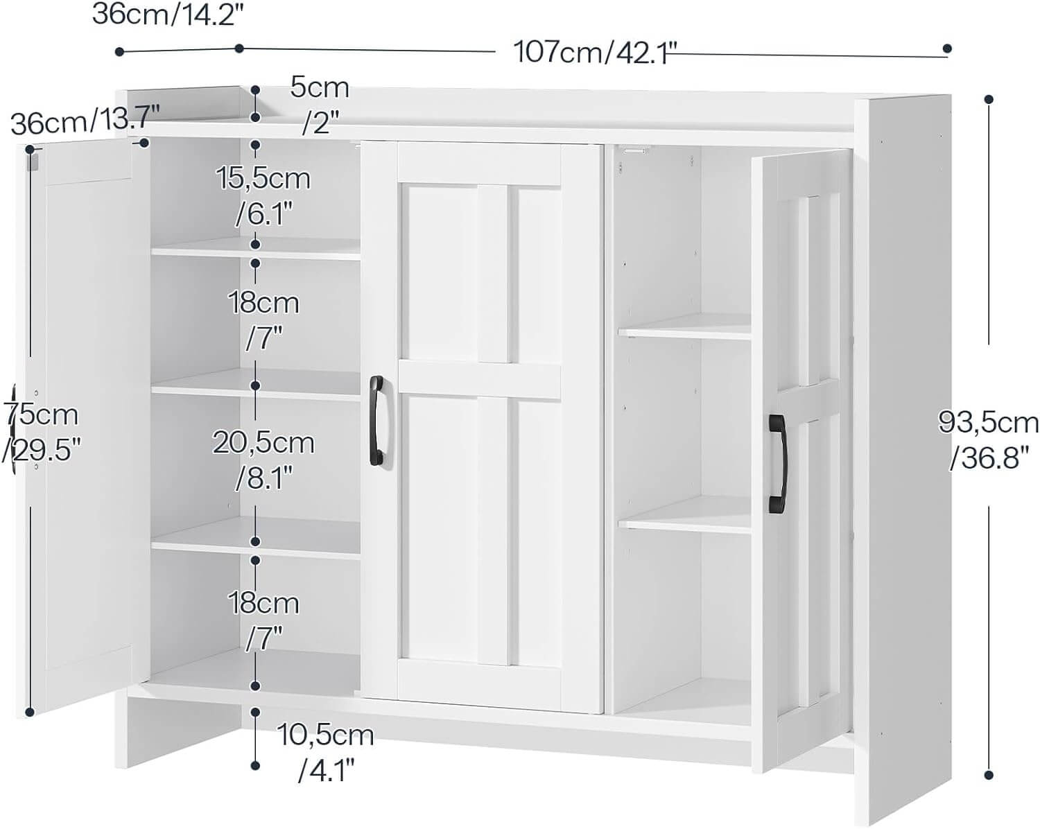 hoobro-shoe-racks-meuble-chaussures-blanc-3-portes-106-cm image 3
