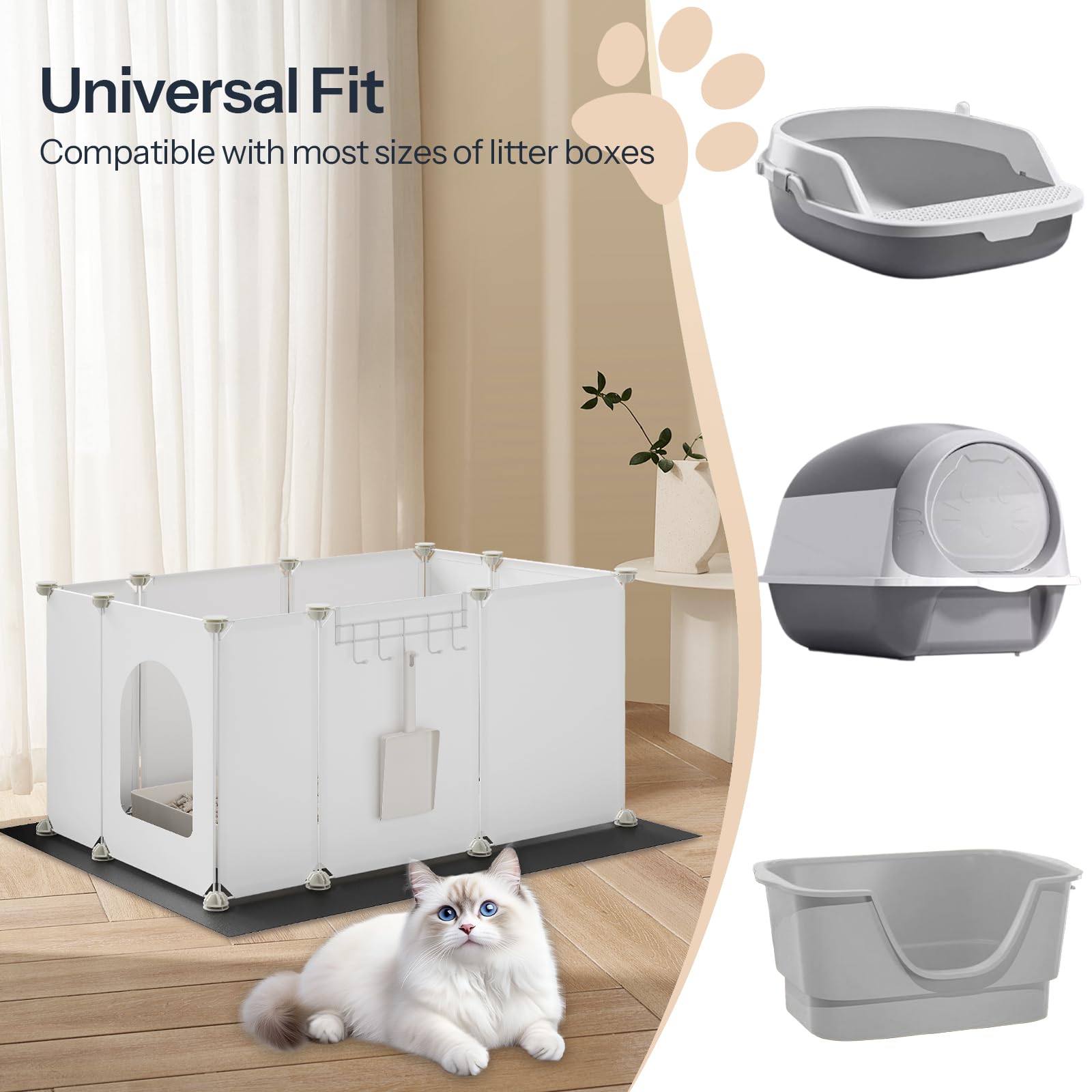 hoobro-pet-furniture-meuble-liti-re-chat-blanc-avec-tapis image 8