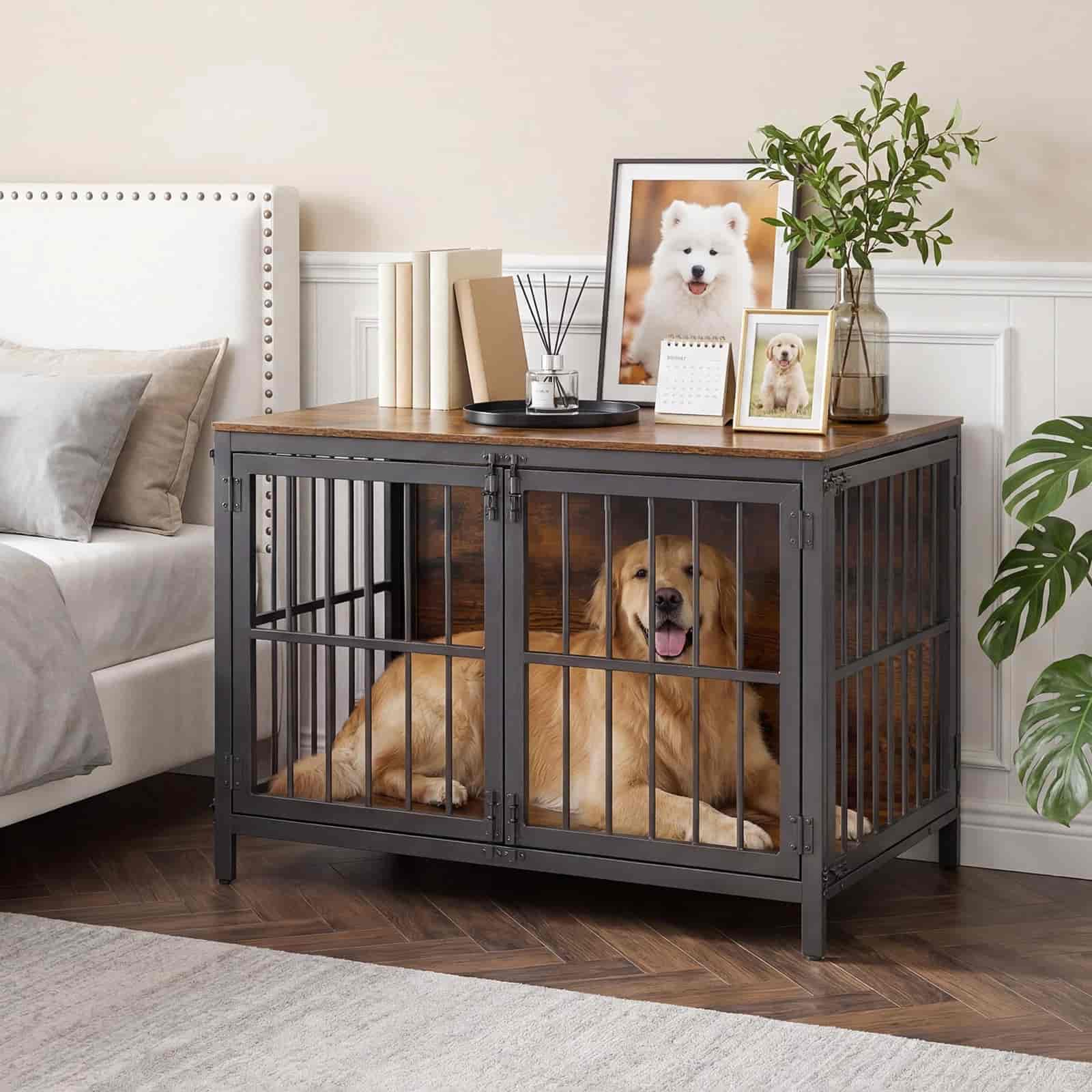 hoobro-meuble-niche-chien-int-rieur-bois-100-cm-marron image 2