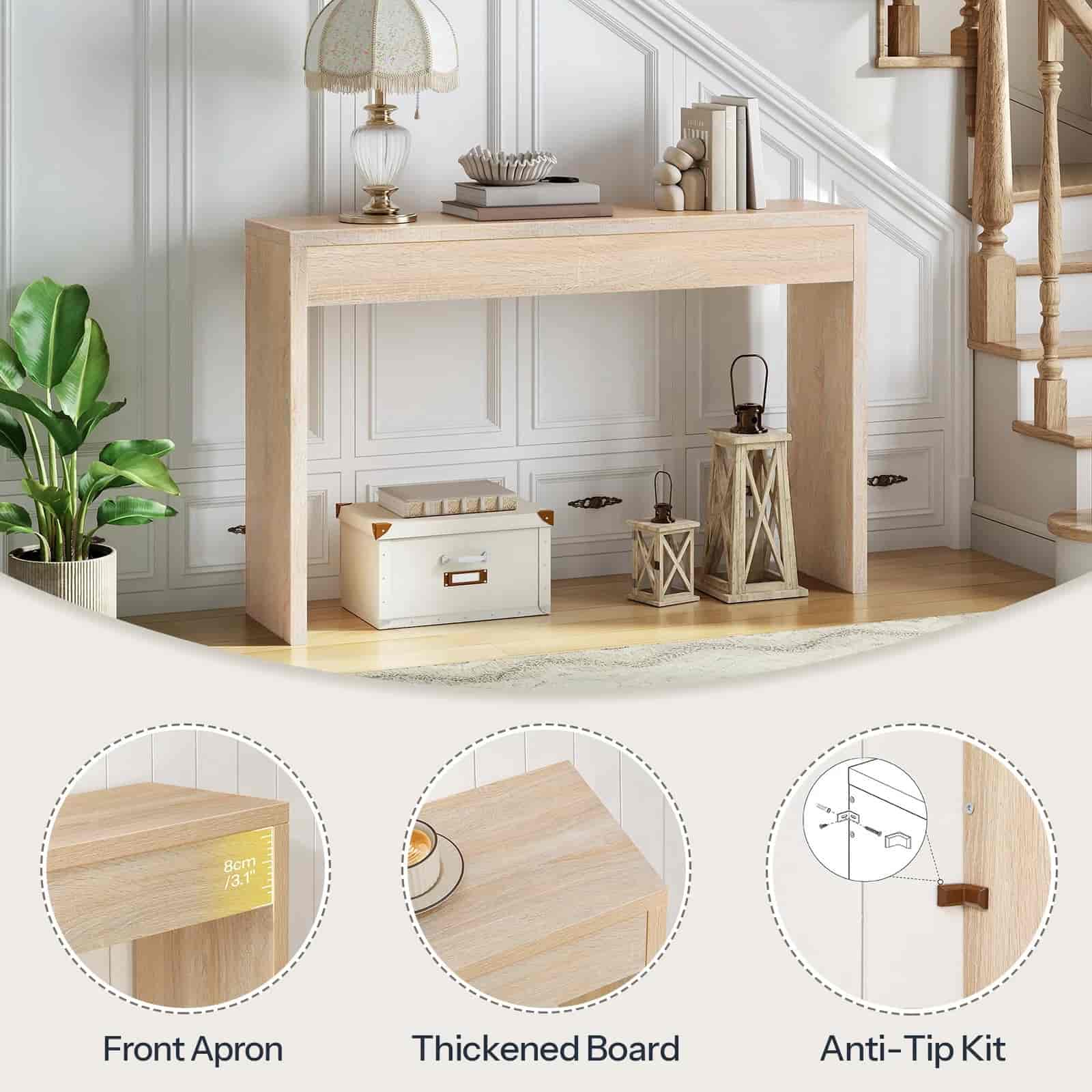 hoobro-console-table-farmhouse-table-console-naturel-bois image 8