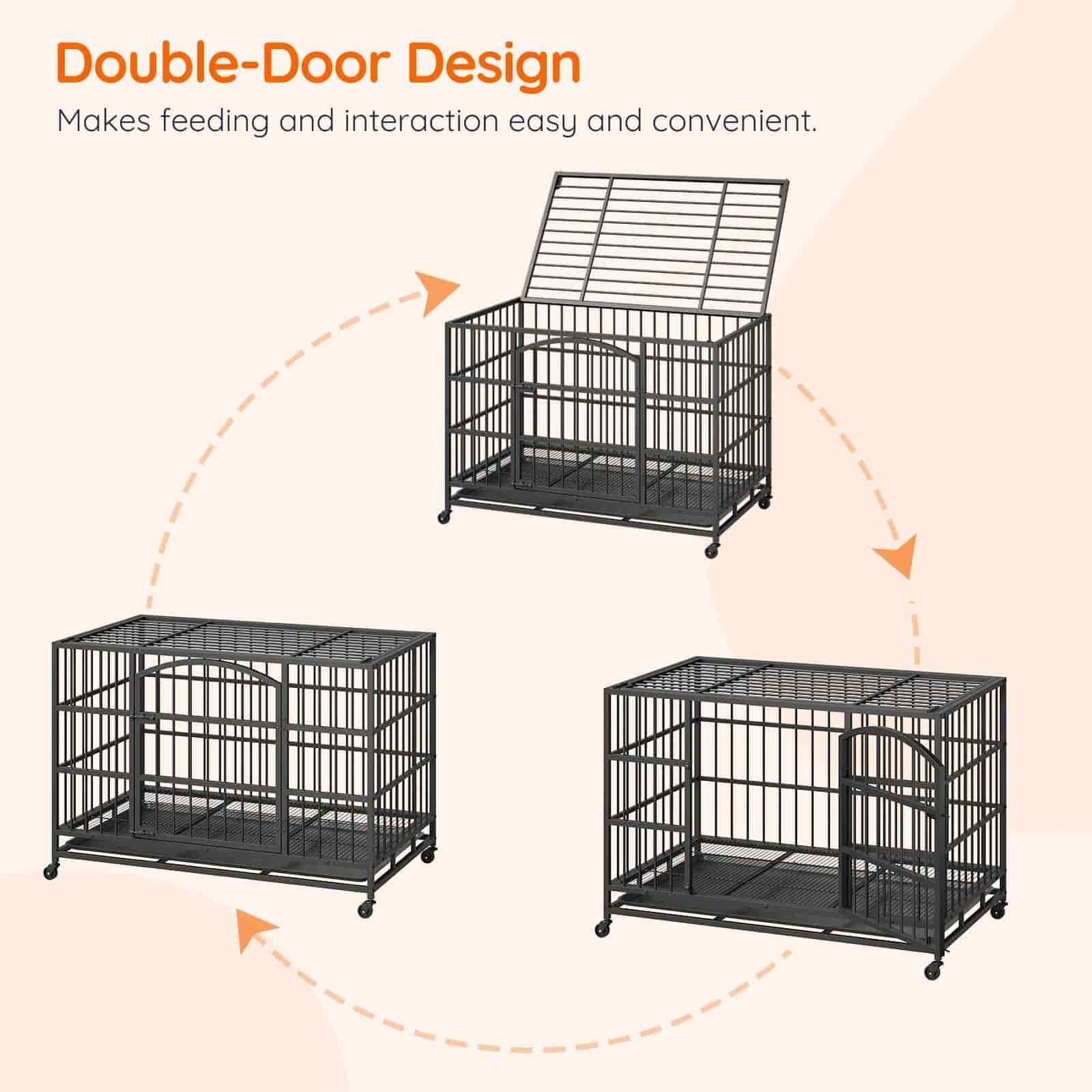 hoobro-cage-chien-48-pouces-noire-m-tal-roulettes image 8