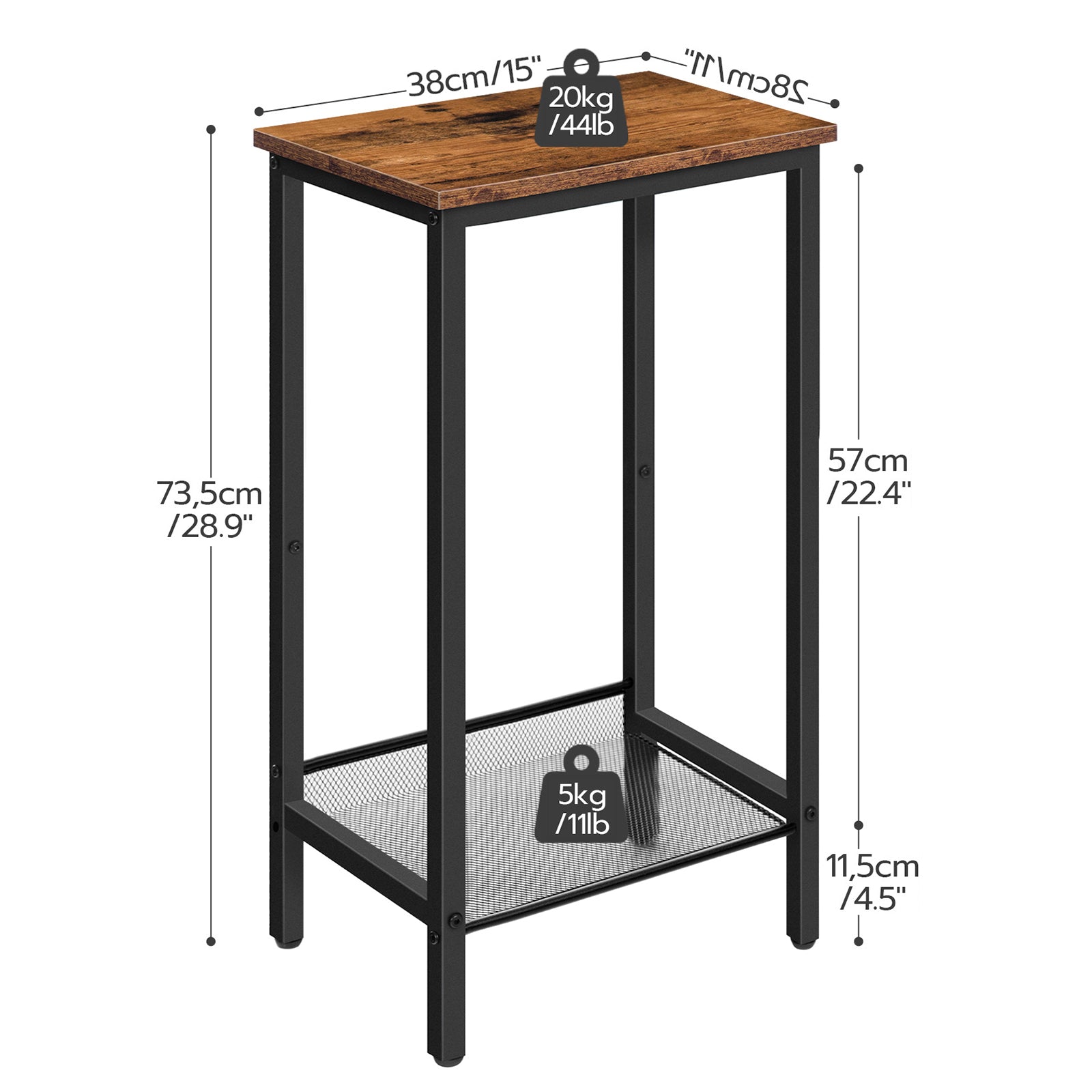 hoobro-table-d-appoint-haute-marron-style-industriel image 3