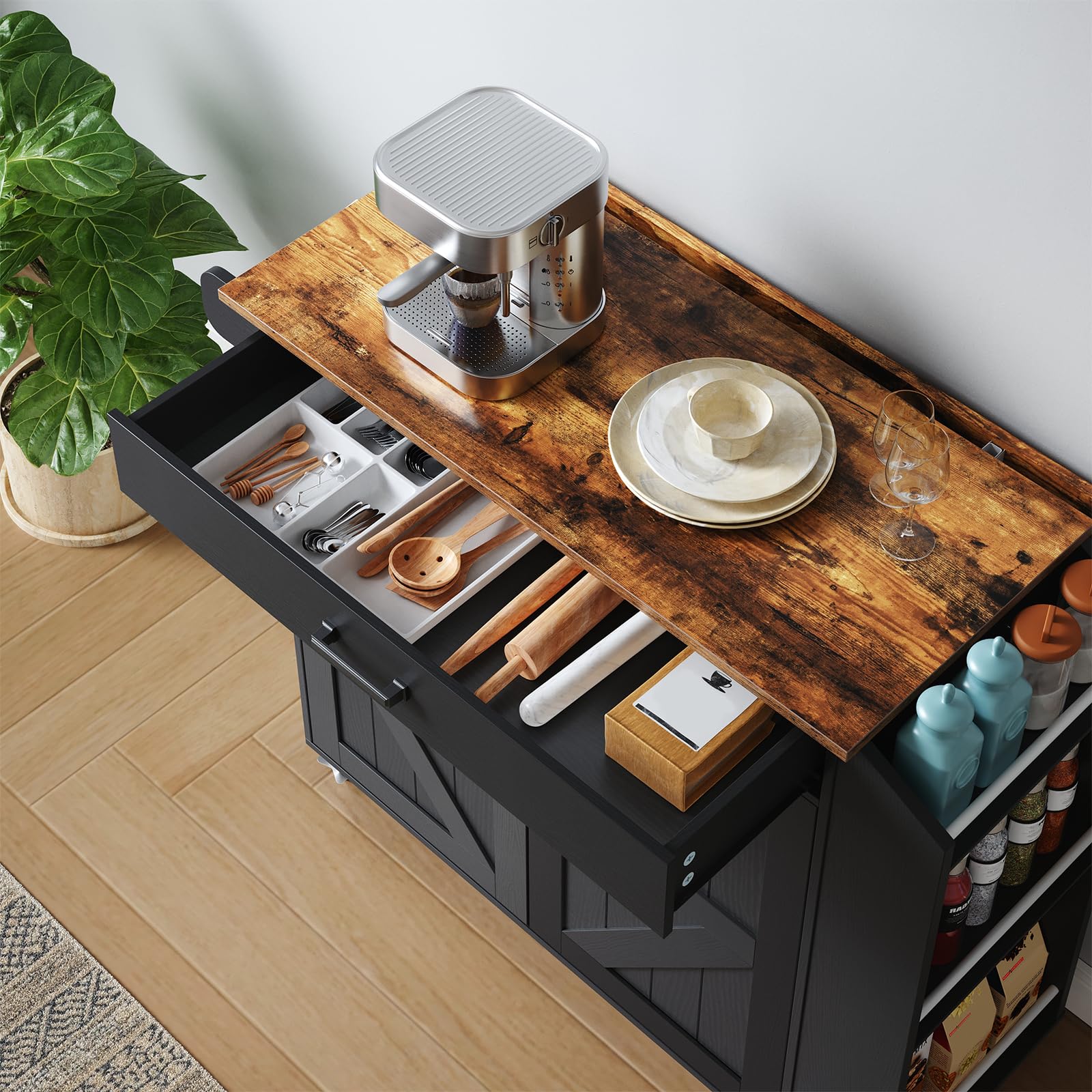 hoobro-kitchen-furniture-lot-cuisine-plan-rabattable-noir image 6