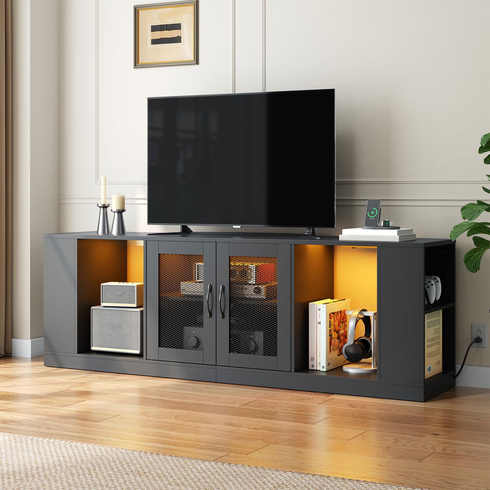 hoobro-meuble-tv-noir-avec-prise-et-led-70-pouces image 5