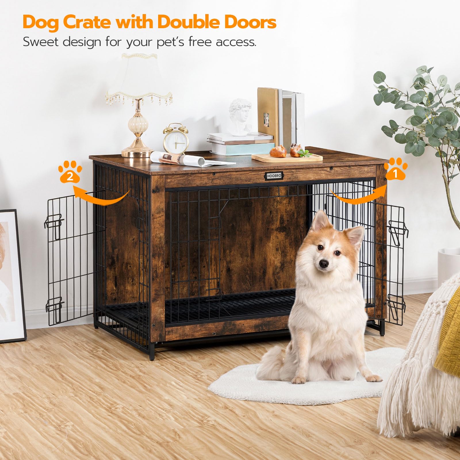 hoobro-pet-furniture-niche-chien-bois-marron-98-cm image 5