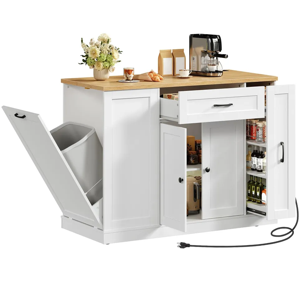 hoobro-kitchen-furniture-lot-cuisine-blanc-roulettes image 1