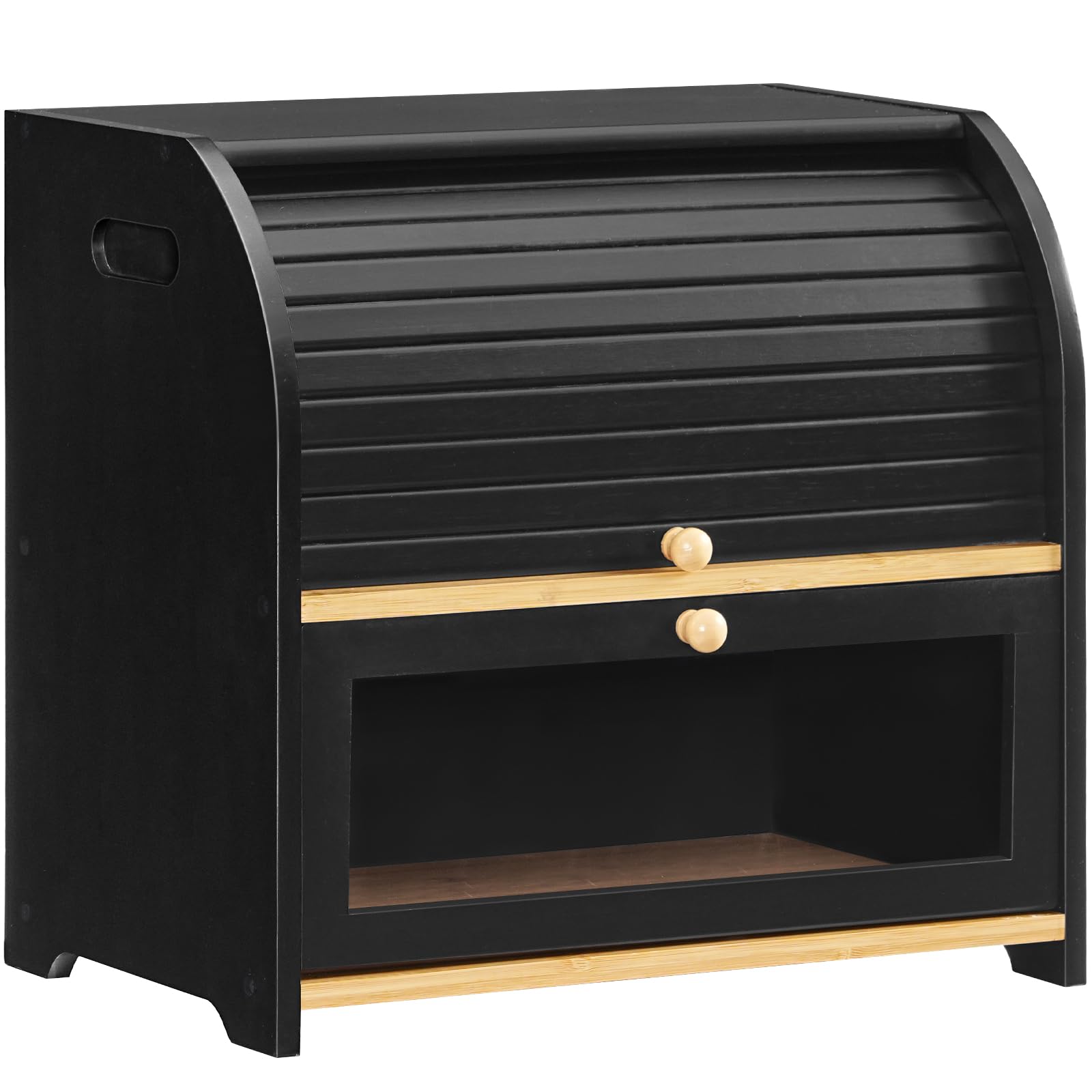 hoobro-kitchen-bo-te-pain-noire-bambou-2-tages-volet image 1