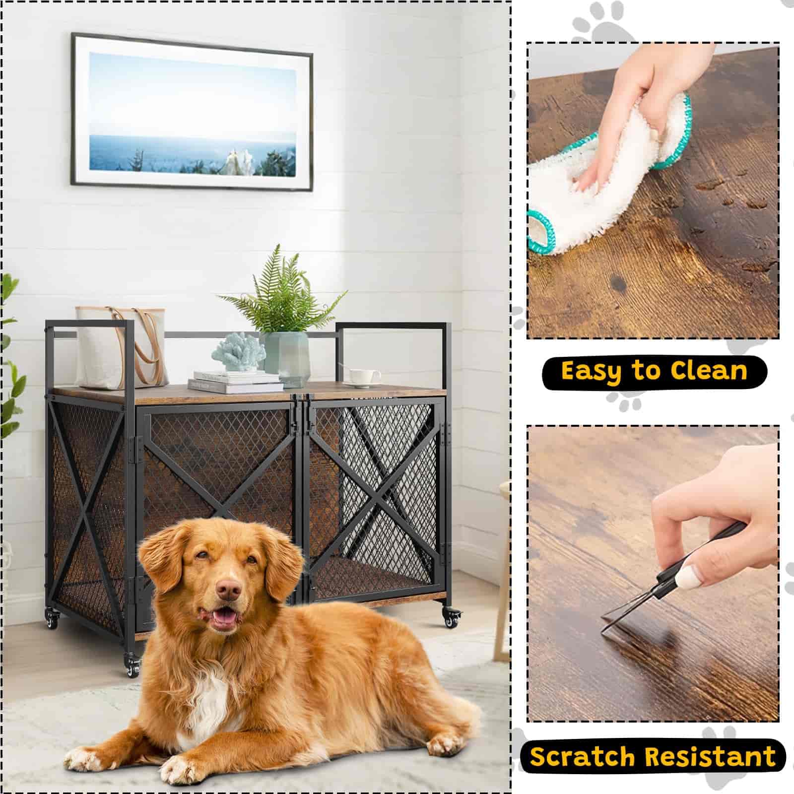 hoobro-pet-furniture-niche-chien-marron-roulettes-104-cm image 5