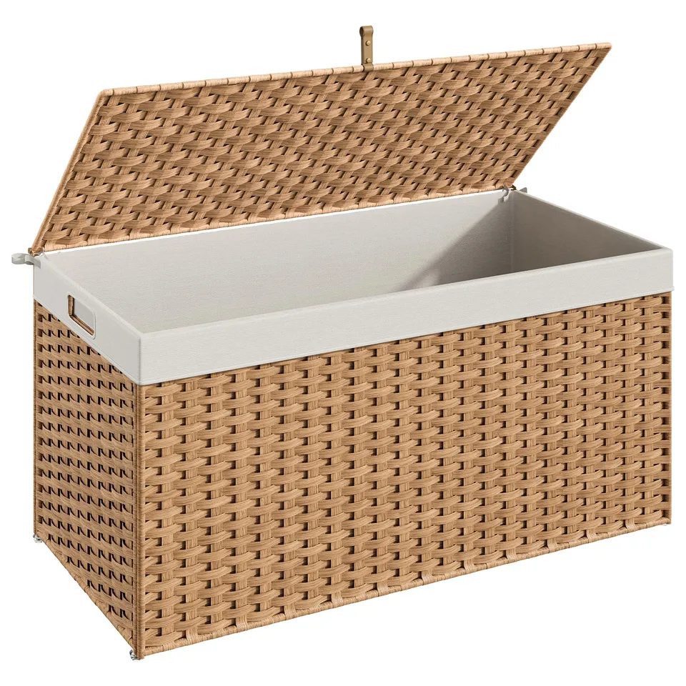 hoobro-panier-osier-200l-coffre-rangement-naturel-couvercle image 1