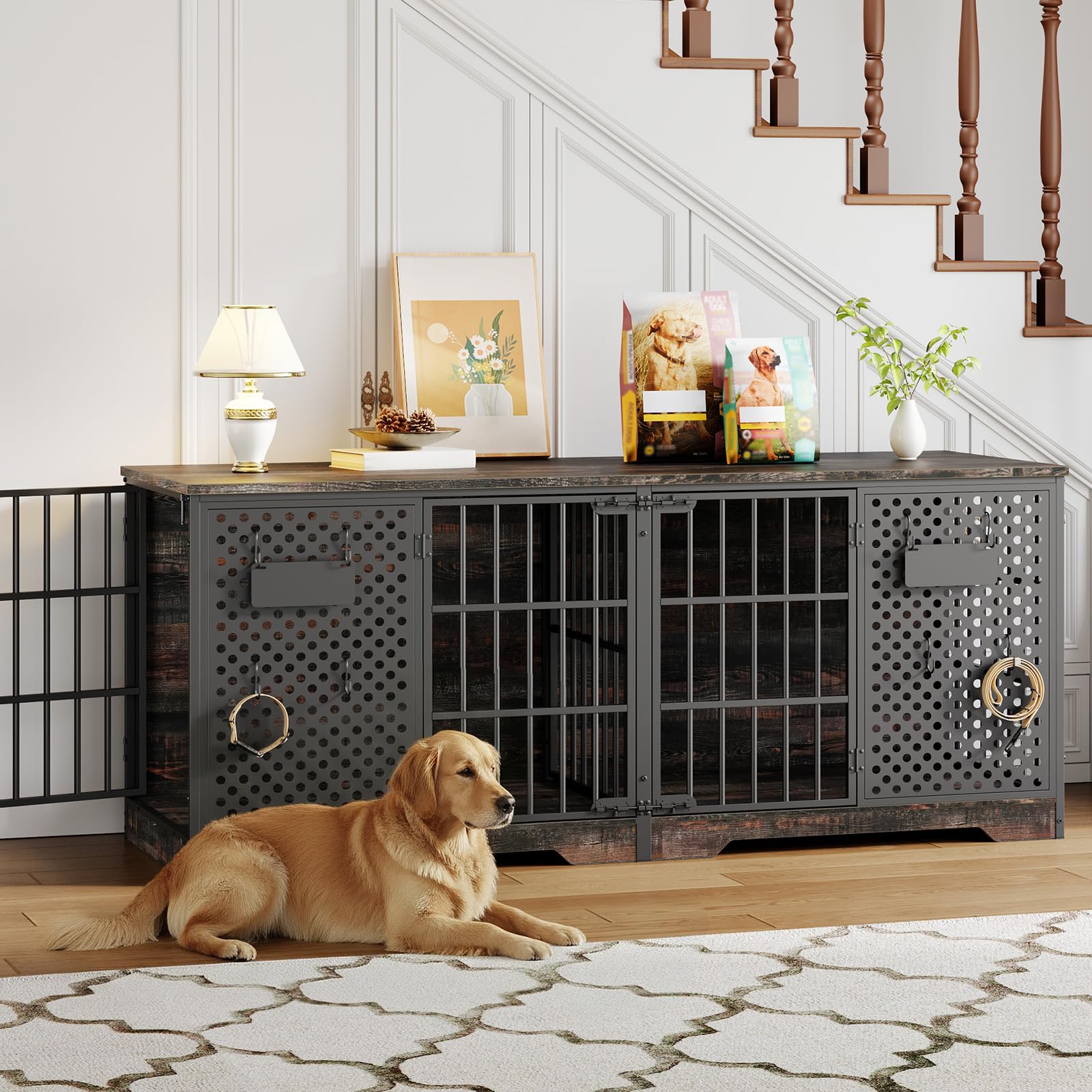 hoobro-pet-furniture-niche-chien-noire-180-cm-meuble-tv image 3