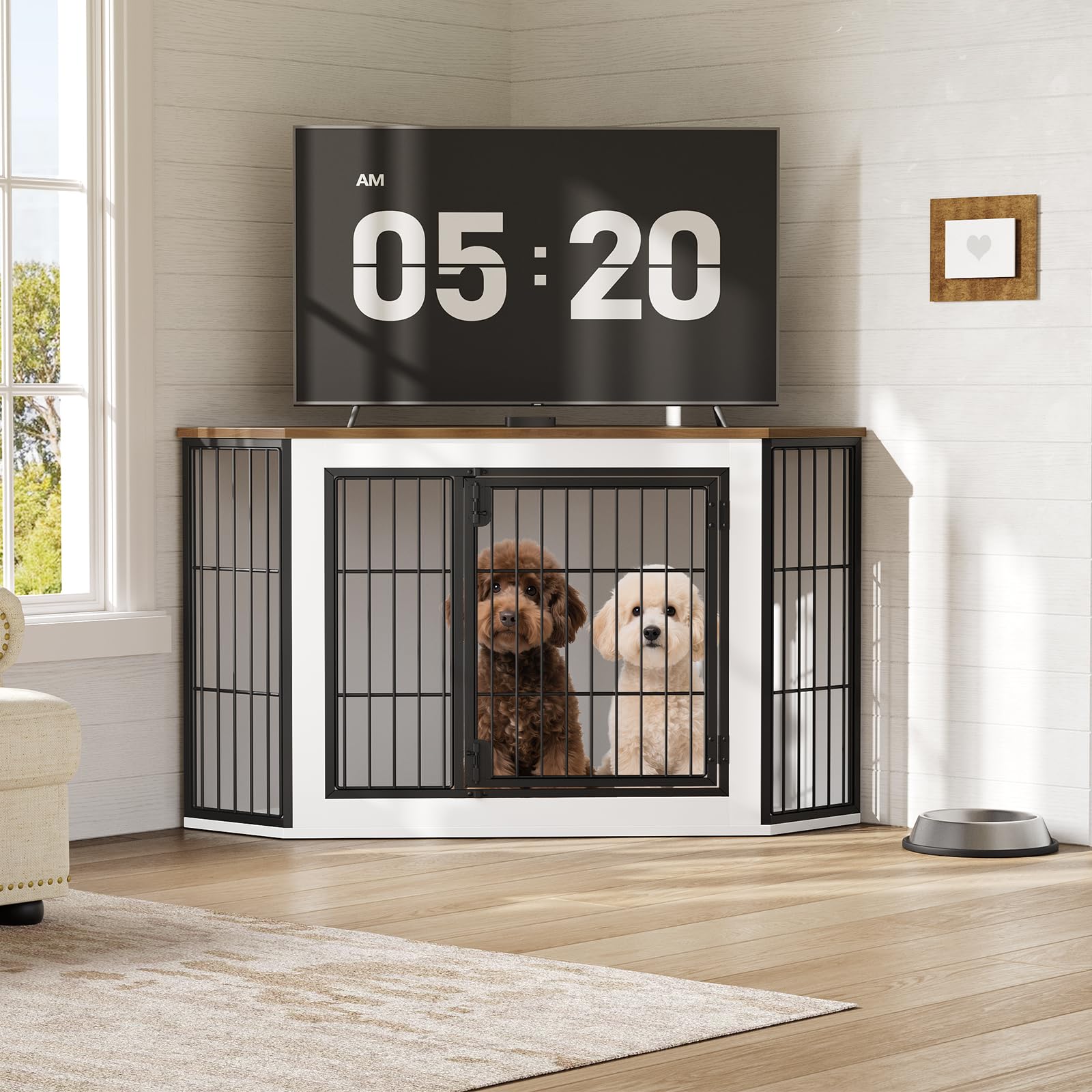 hoobro-pet-furniture-niche-chien-bois-blanc-meuble-angle image 8