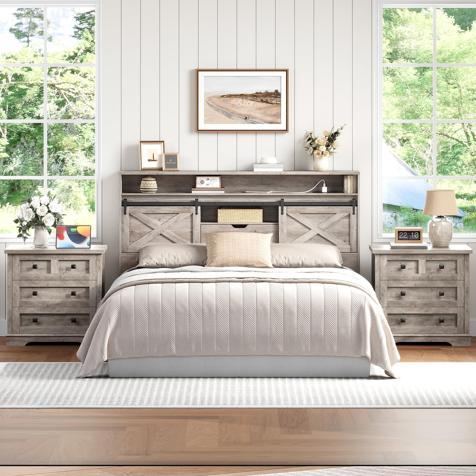 hoobro-nightstands-table-de-chevet-greige-3-tiroirs-prises image 8