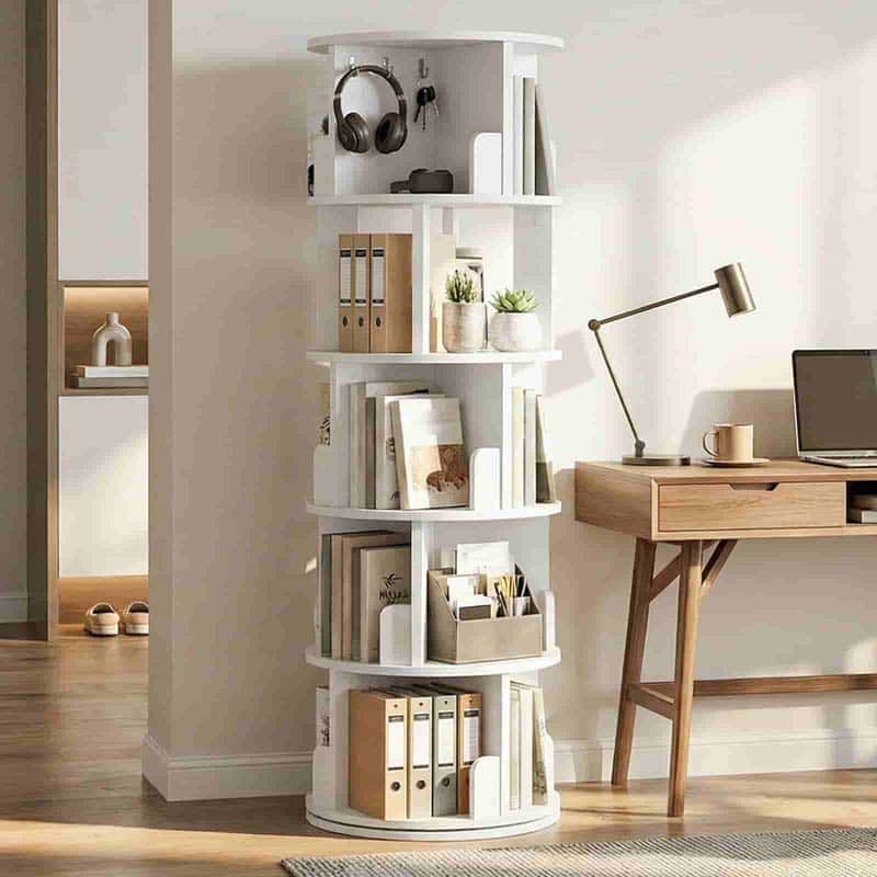 hoobro-bookshelves-biblioth-que-pivotante-5-tages-blanche image 5