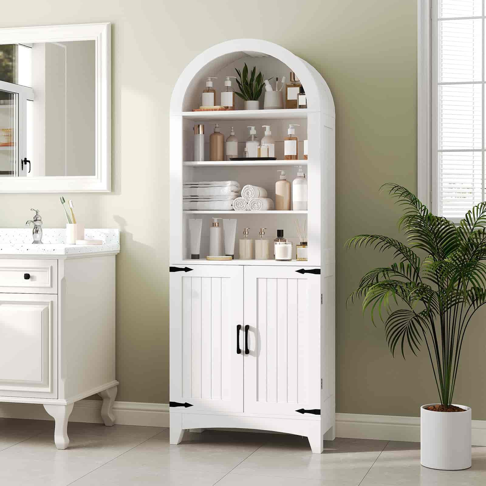 hoobro-armoire-salle-de-bain-haute-blanche-2-portes-170-cm image 2