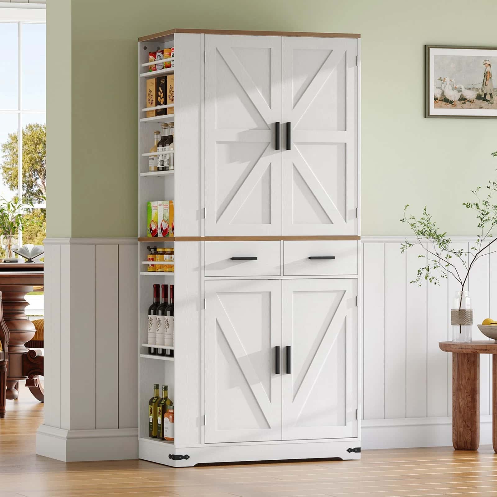 hoobro-armoire-cuisine-blanche-180-cm-garde-manger image 7