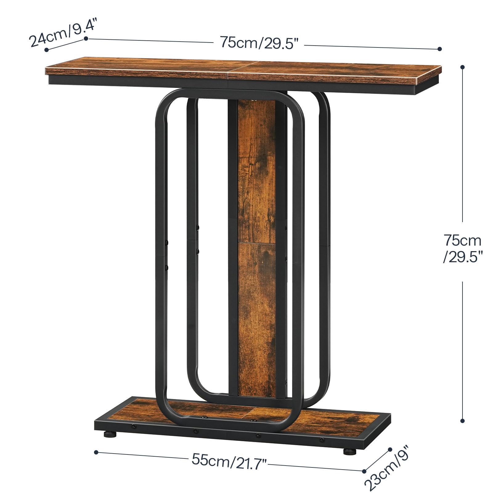 hoobro-table-console-entr-e-marron-troite-2-niveaux image 3