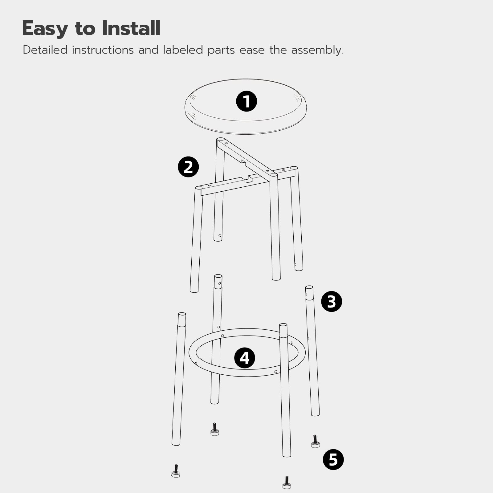hoobro-bar-stools-tabouret-bar-rond-noir-lot-de-2-repose-pied image 7