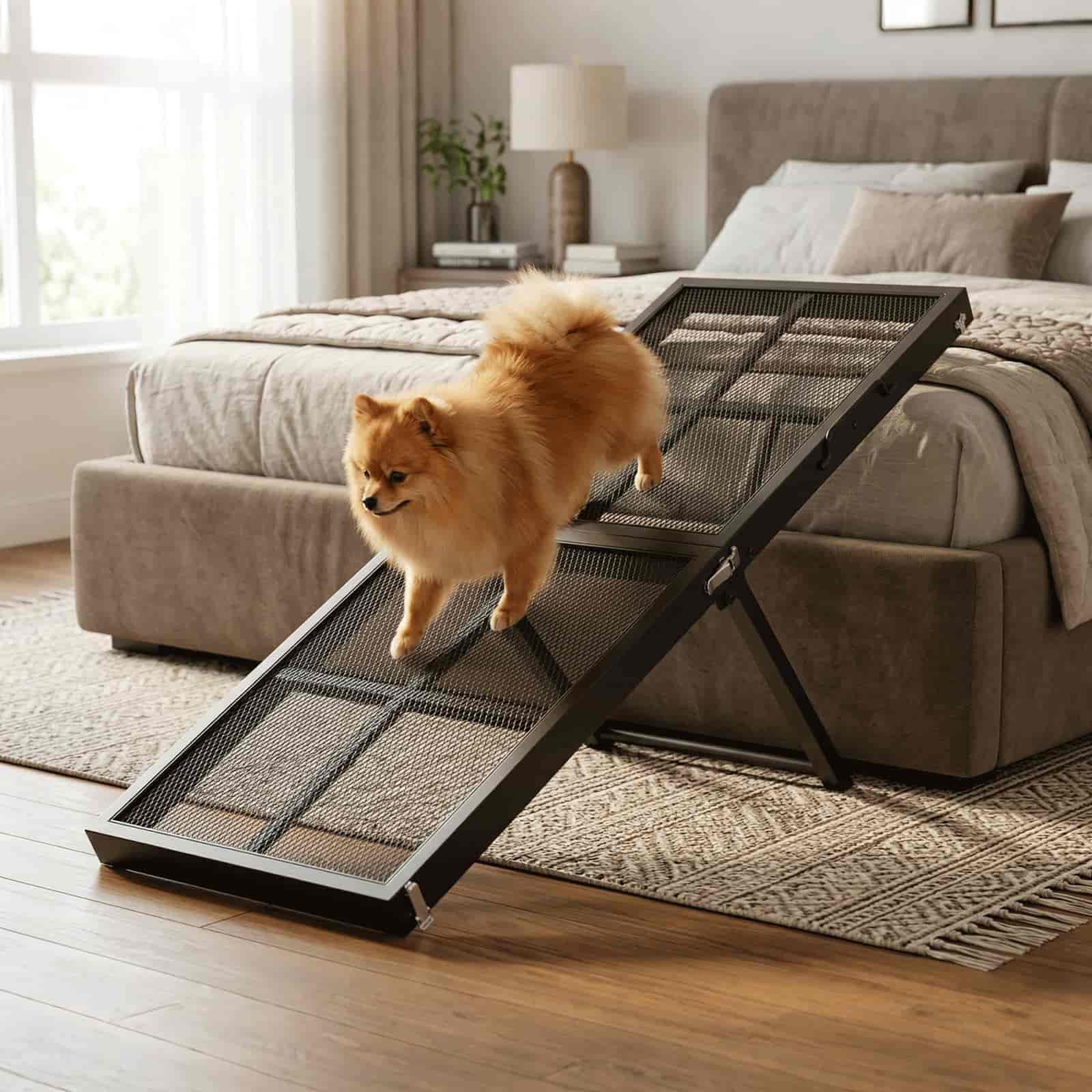 hoobro-rampe-pour-chien-noire-pliable-5-hauteurs-avec-poign-e image 2