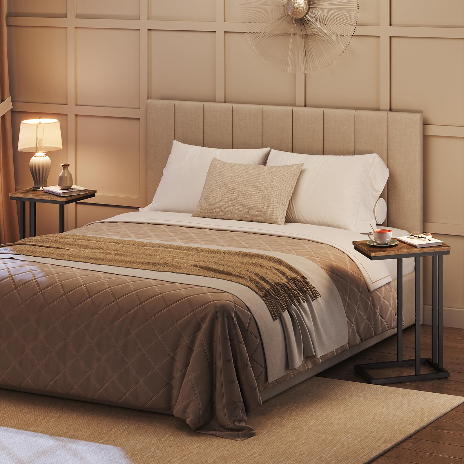 hoobro-side-tables-lot-2-tables-d-appoint-en-c-marron image 5