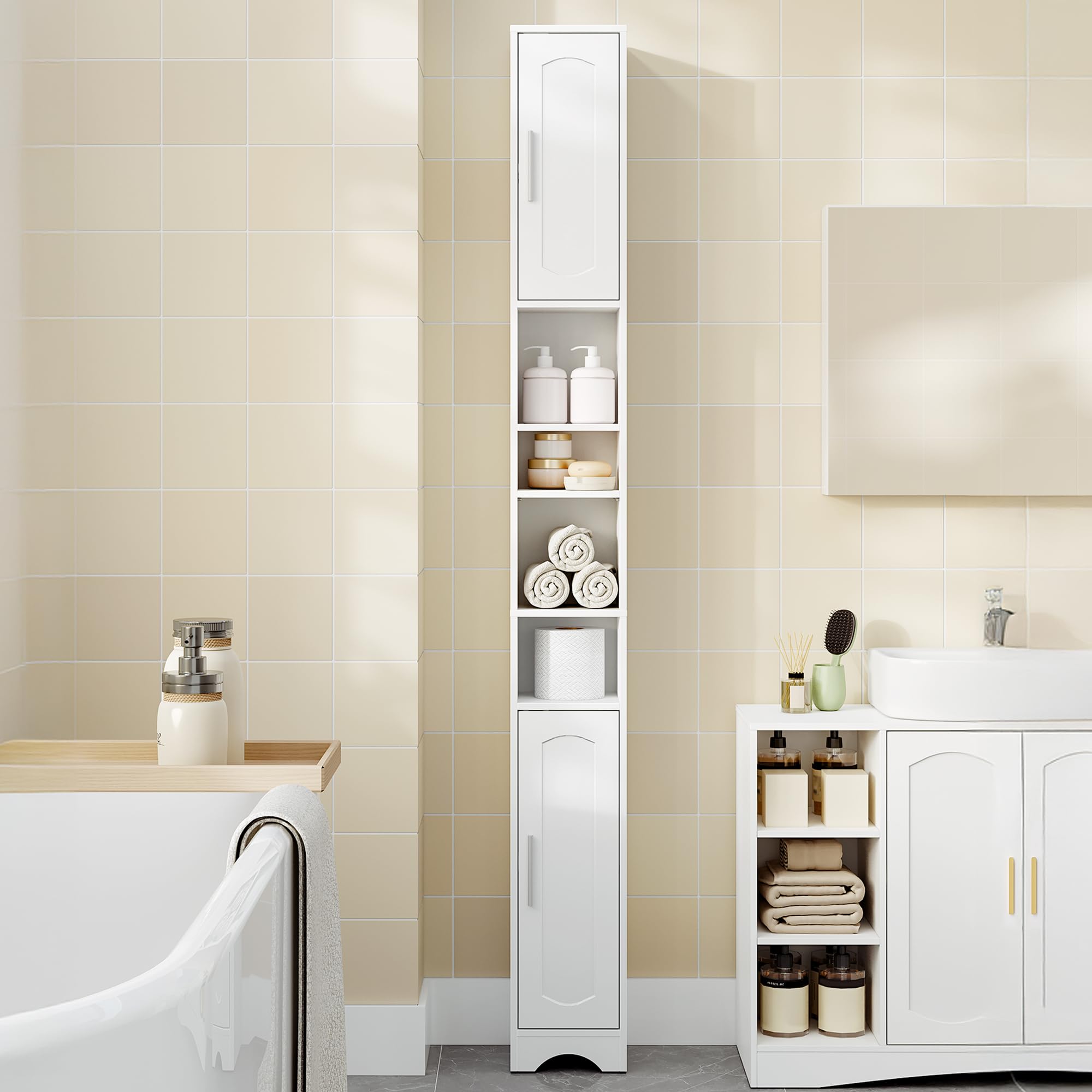 hexcelen-meuble-salle-de-bain-colonne-blanc-20x20x180 image 2