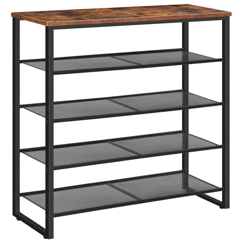 hoobro-shoe-racks-5-niveaux-meuble-chaussures-marron-16-20-paires image 1