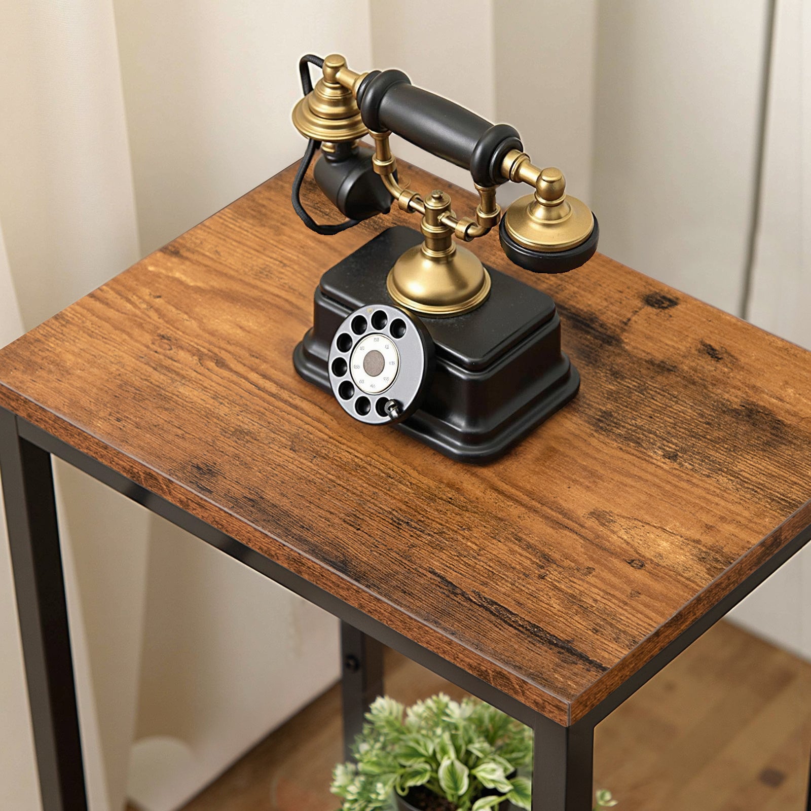 hoobro-table-d-appoint-haute-marron-style-industriel image 8